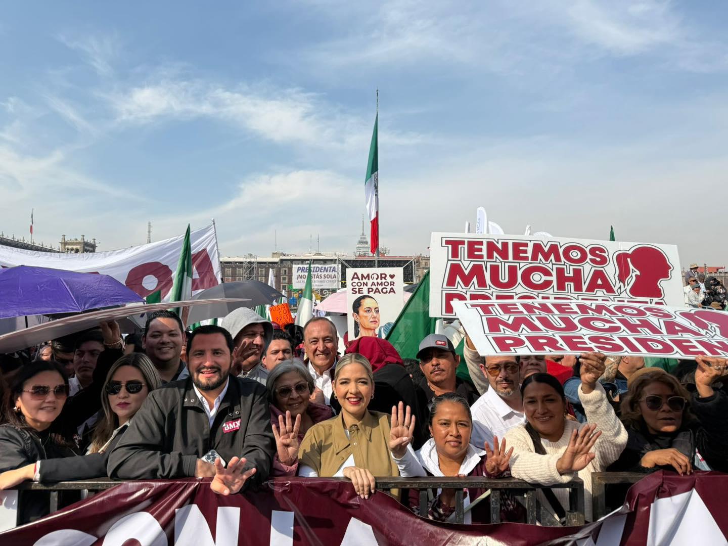 $!Estrella Palacios asiste al aniversario de la 4T en el Zócalo