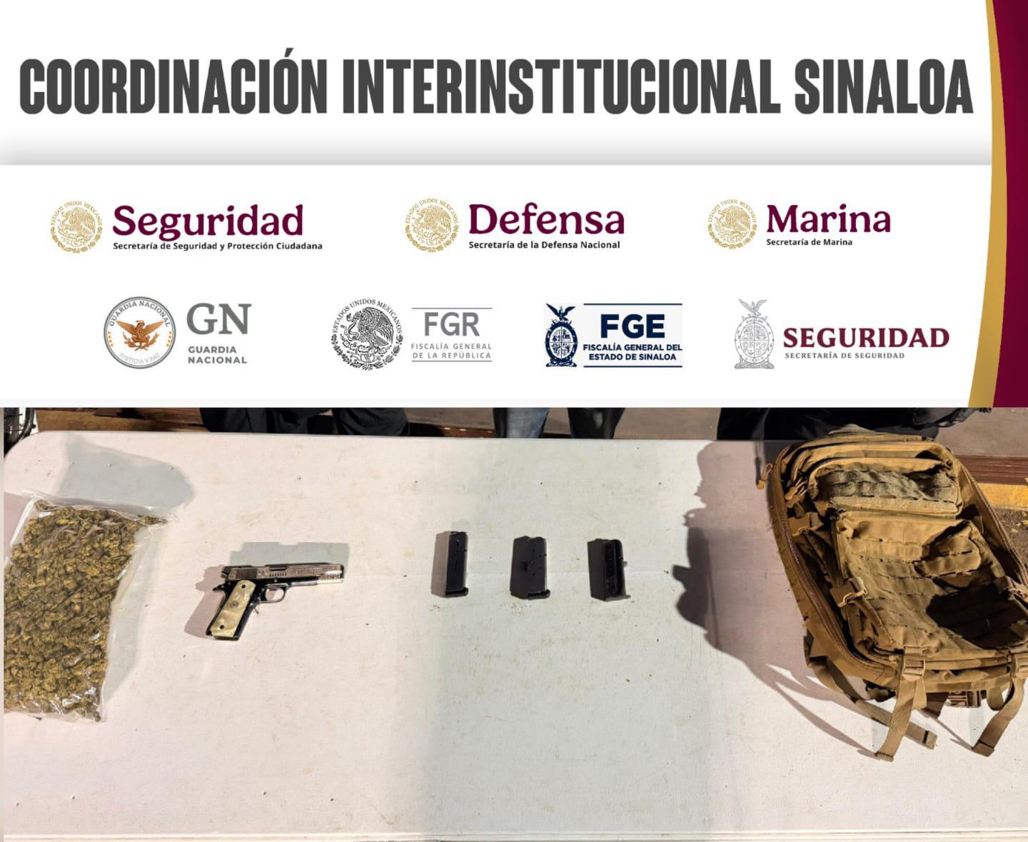 $!Detienen a motociclista armado con presunta droga en Tepuche