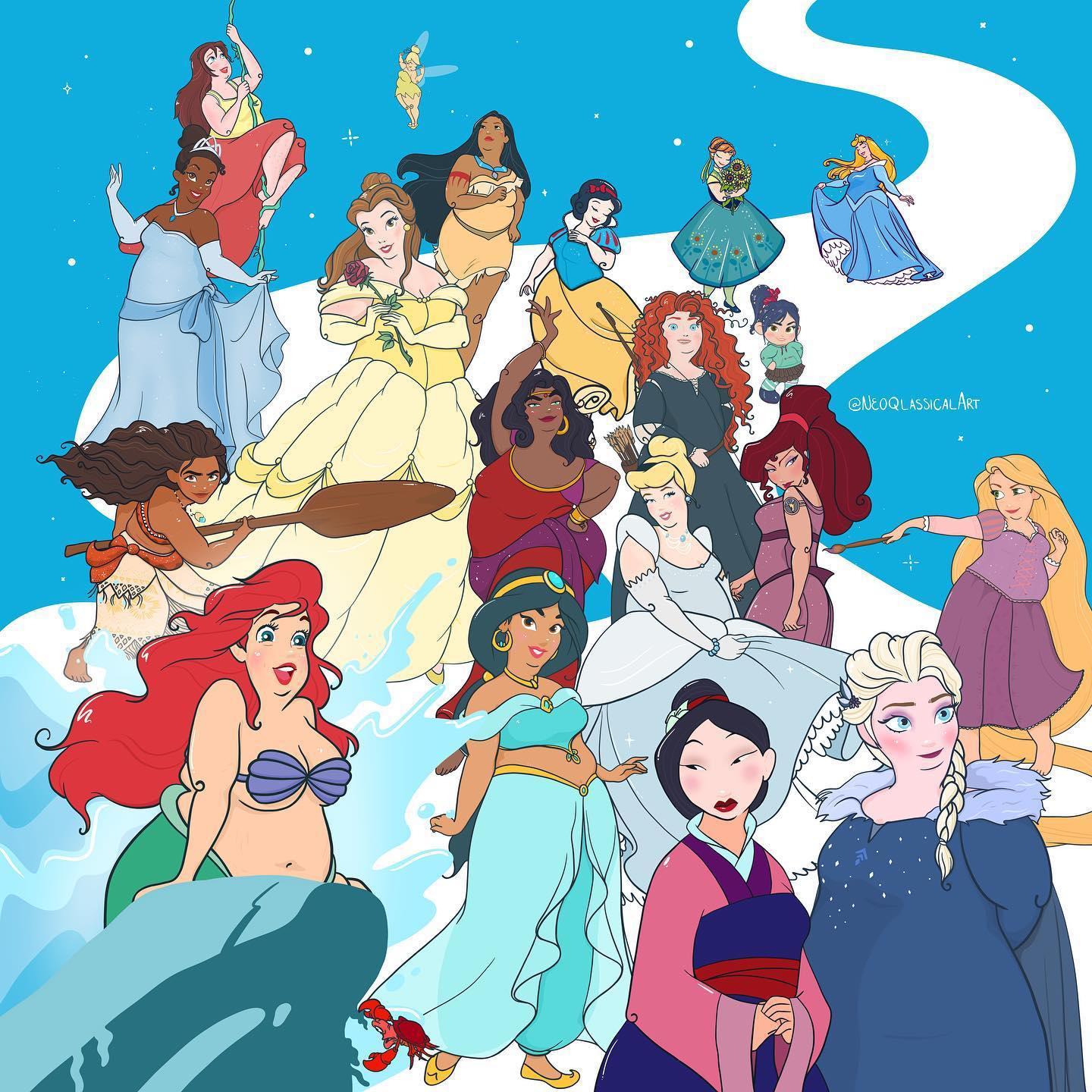 $!Artista dibuja a las princesas de Disney versión curvy