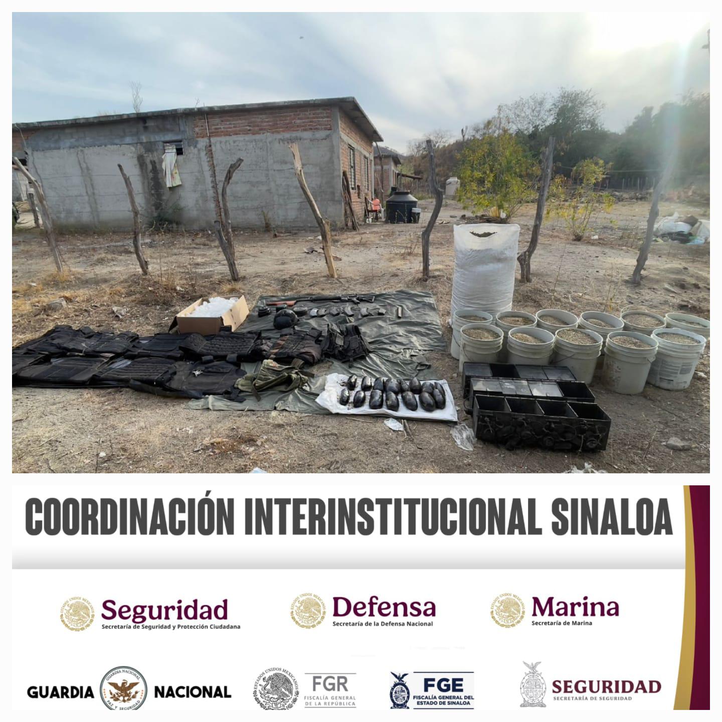 $!Aseguran un fusil, municiones y droga en San Marcos, en Mazatlán