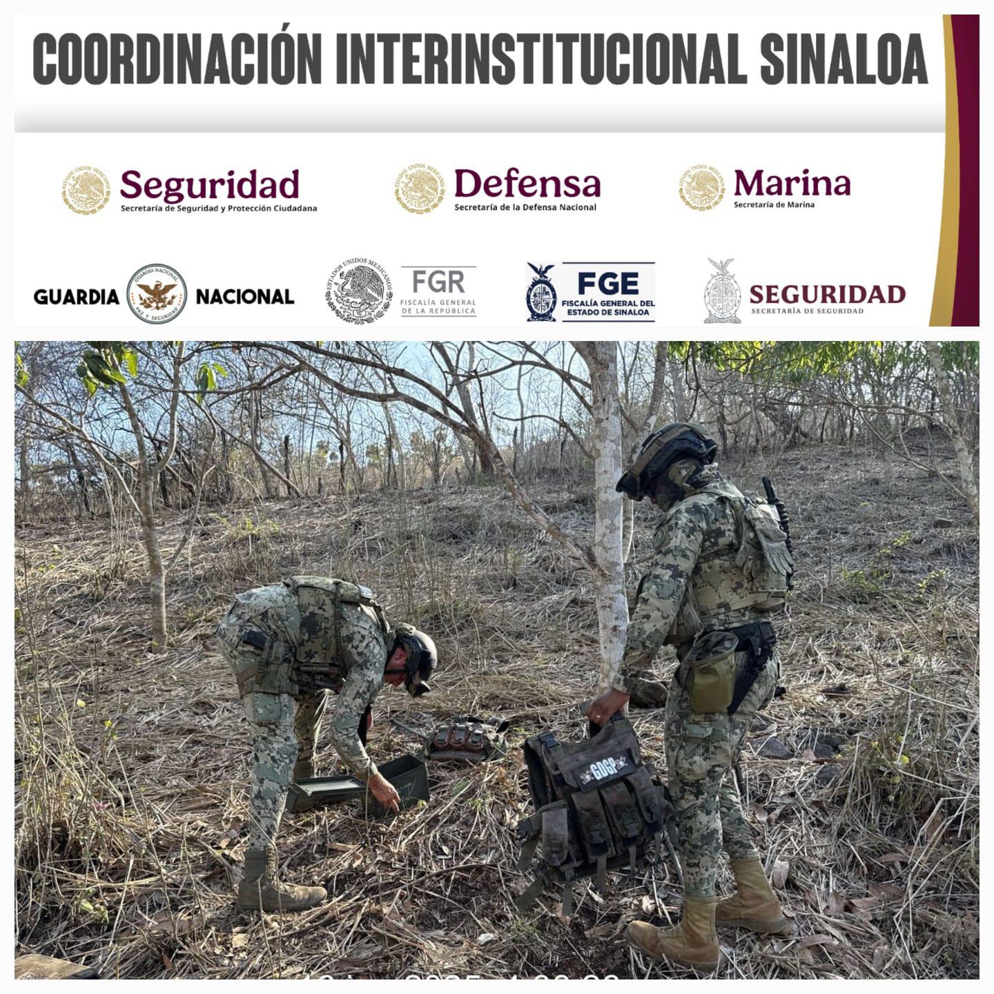 $!Marina desmantela dos campamentos y asegura droga, cartuchos y equipo táctico en Escuinapa