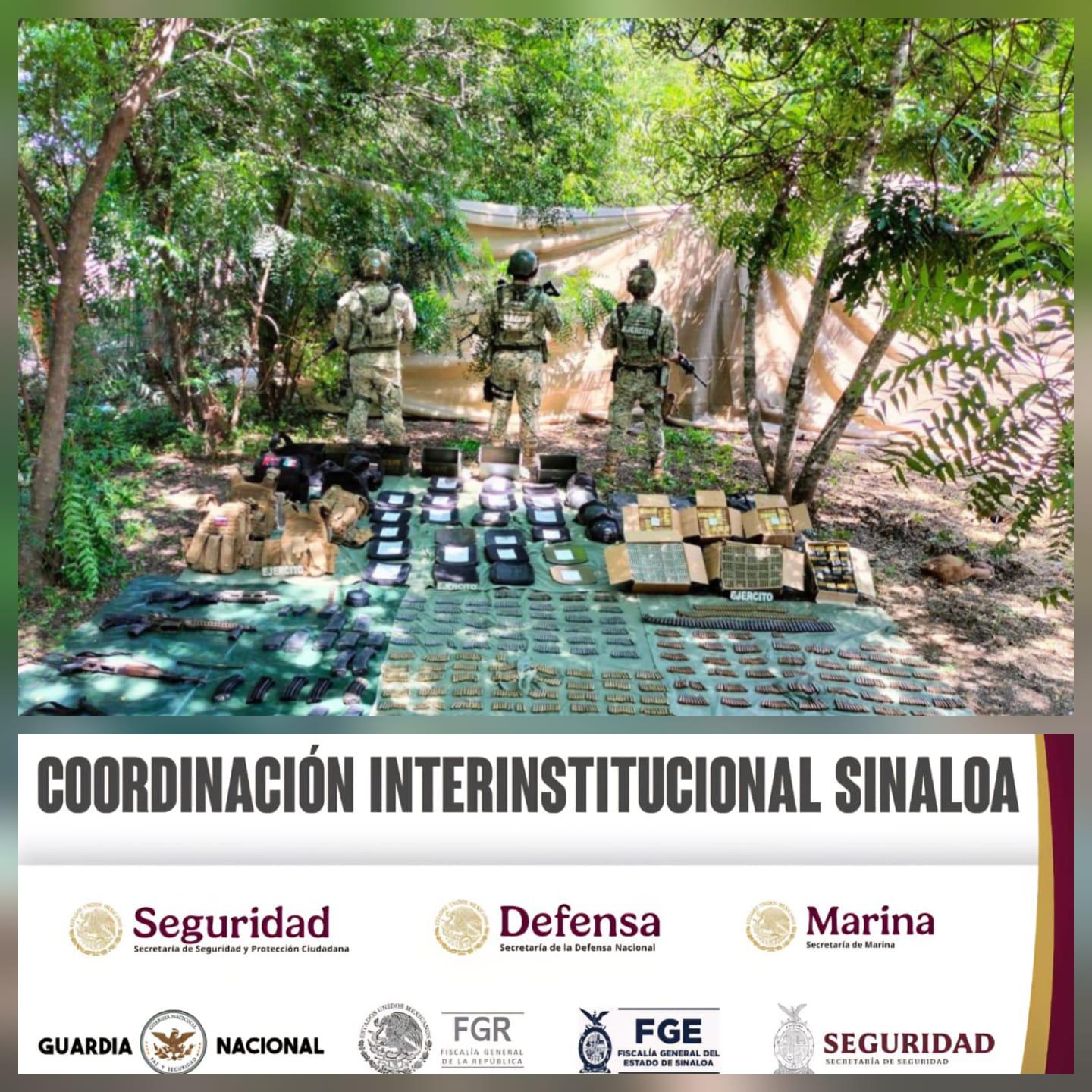 $!Aseguran armamento y equipo táctico en poblados de Tepuche, en Culiacán