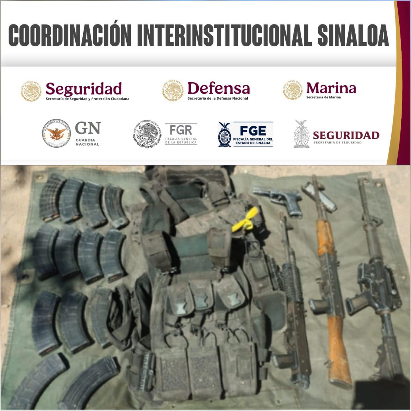 $!Detienen a 4 civiles armados, entre ellos un menor, durante operativo en Elota