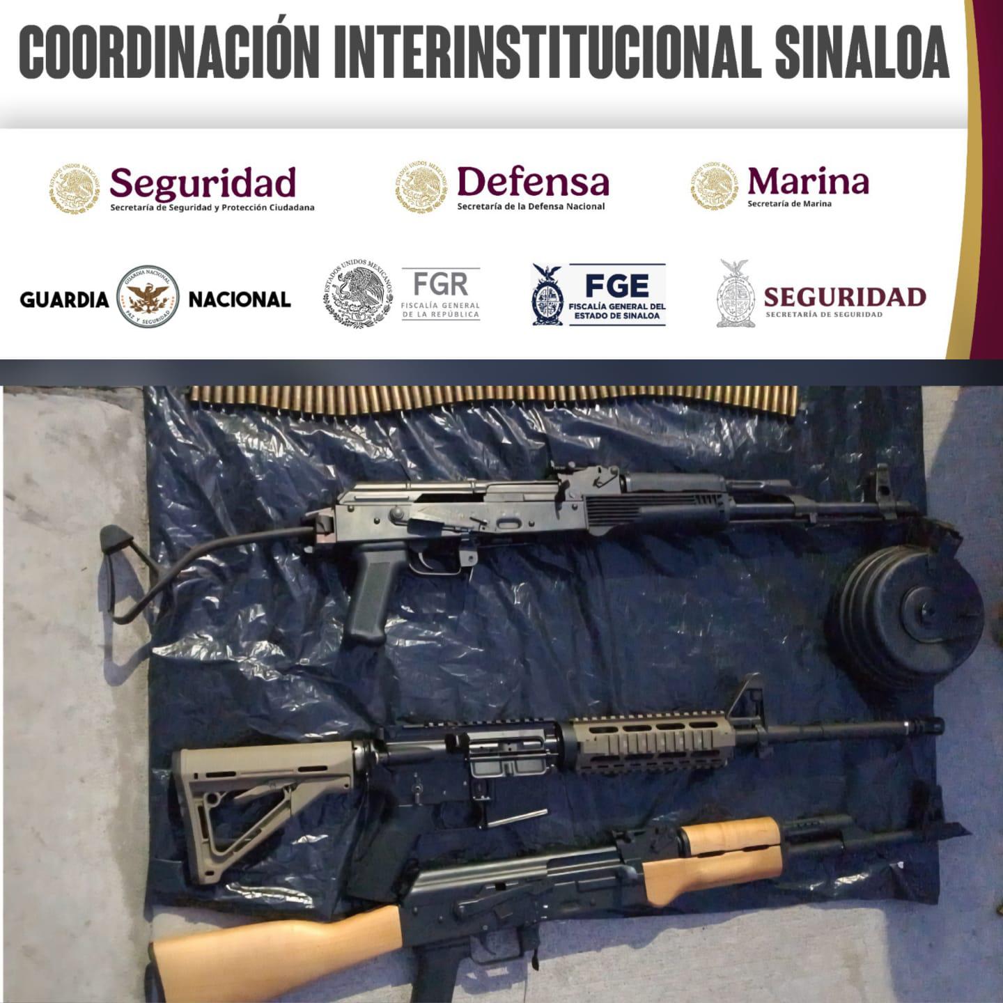 $!Recuperan dos vehículos robados y aseguran armas de fuego y equipo táctico en Culiacán