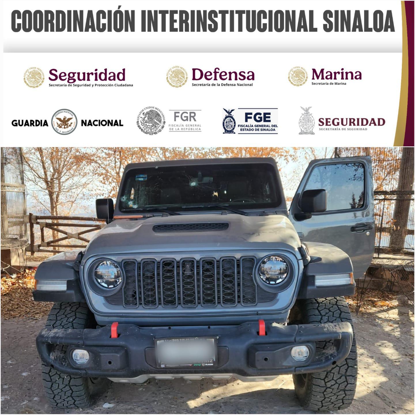 $!Aseguran arsenal y vehículos tras agresión a militares en San Ignacio