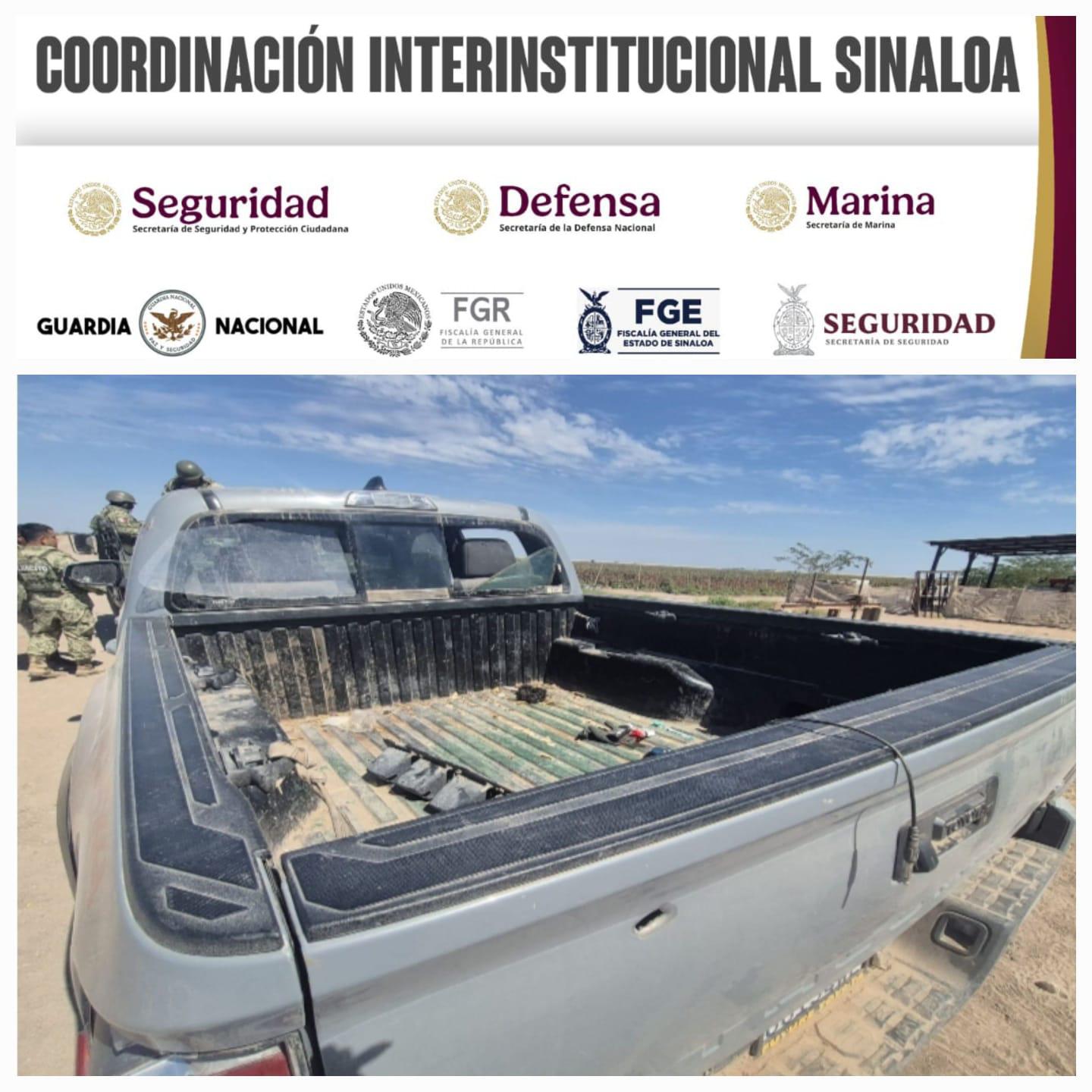 $!Aseguran armamento y dos vehículos, uno de ellos baleado, en Navolato y Culiacán