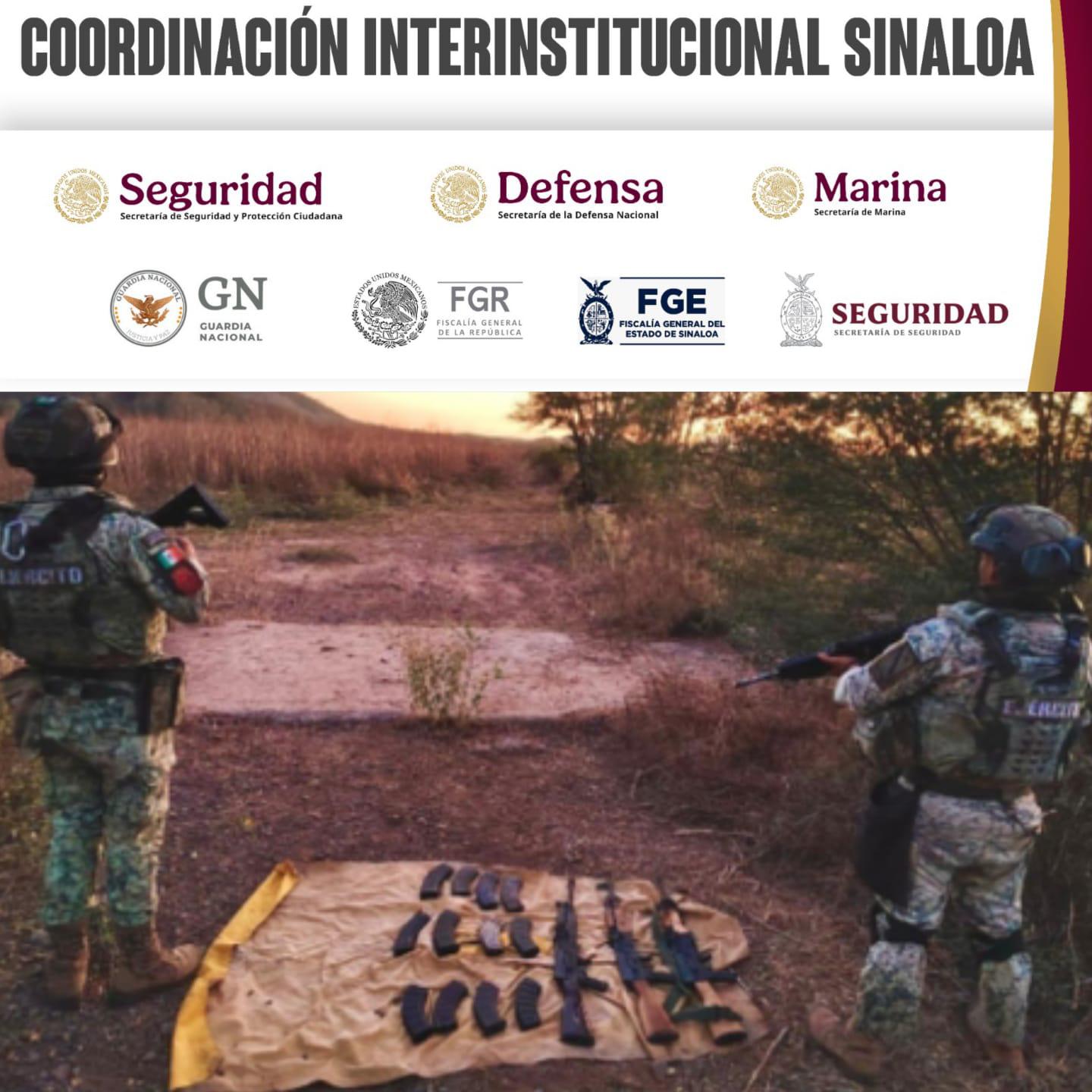 $!Detienen a dos civiles y aseguran cinco fusiles AK-47 en Tepuche, al norte de Culiacán