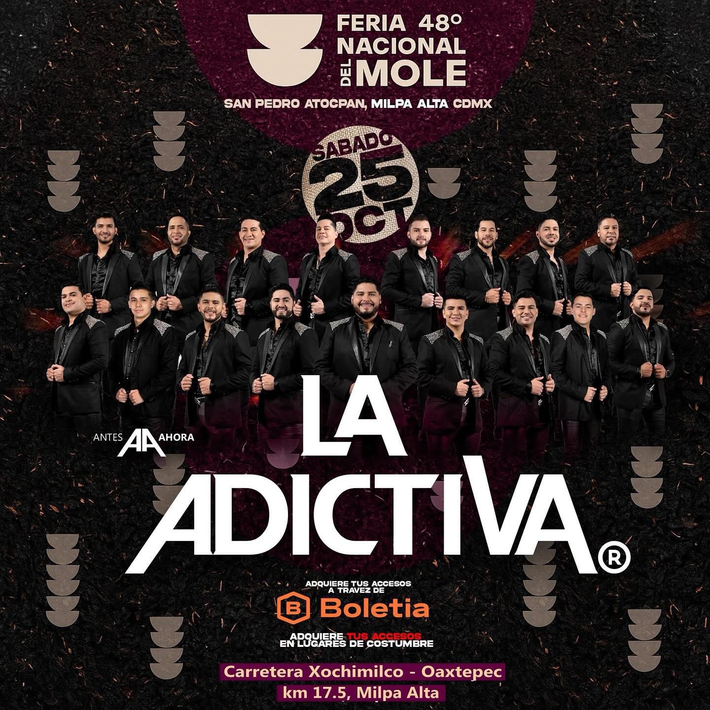 $!Este sábado 25 de octubre La Banda La Adictiva se presenta en la Feria Nacional del Mole 2025, de San Pedro Atocpan, Milpa Alta de Ciudad de México.