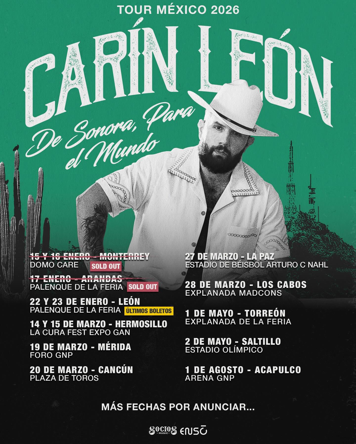 $!Pospone conciertos Carín León por problemas de salud