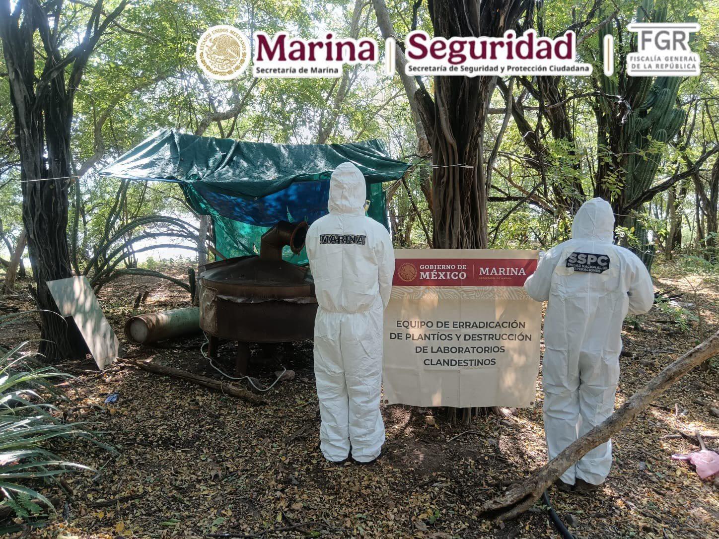 $!Localizan e inhabilitan laboratorio clandestino de 2,500 metros cuadrados en Sanalona, Culiacán