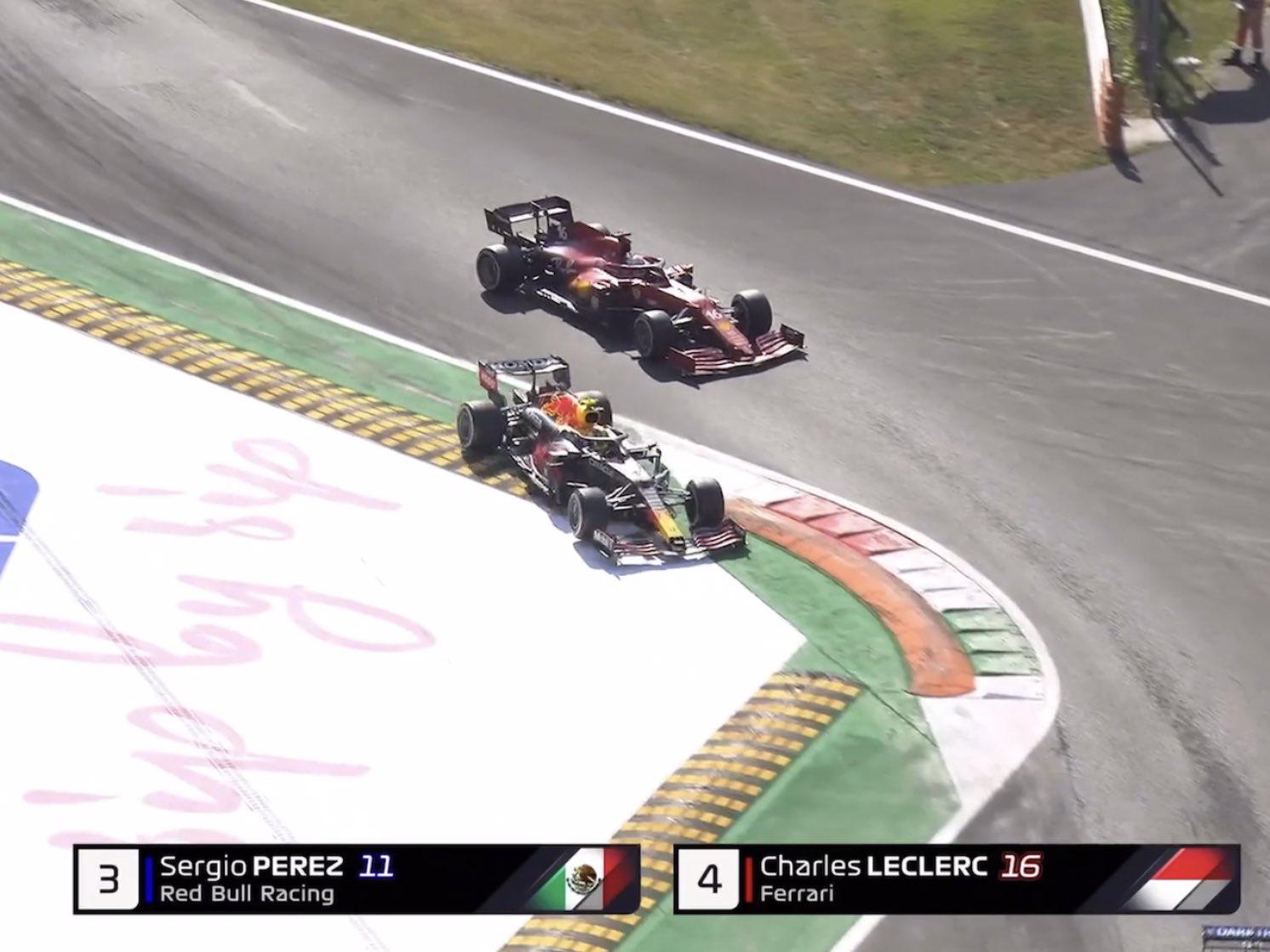 $!Checo Pérez finaliza tercero en GP de Italia, pero sanción le impide subir al podio