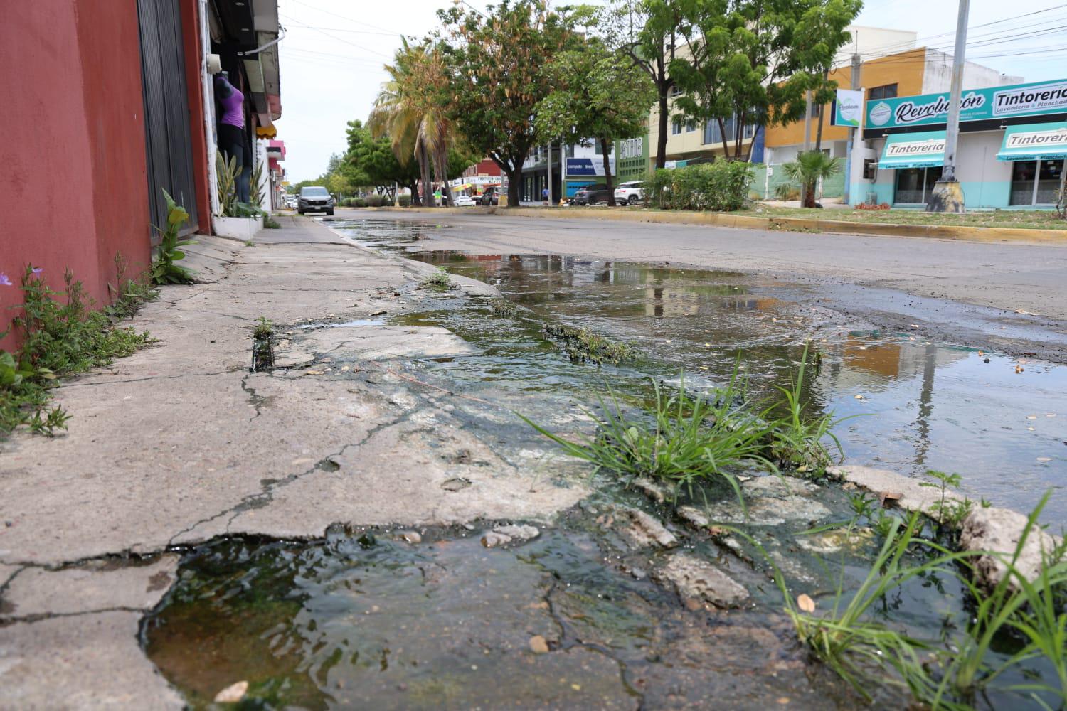 $!Exigen vecinos de la López Mateos, en Mazatlán solución a fugas de aguas negras