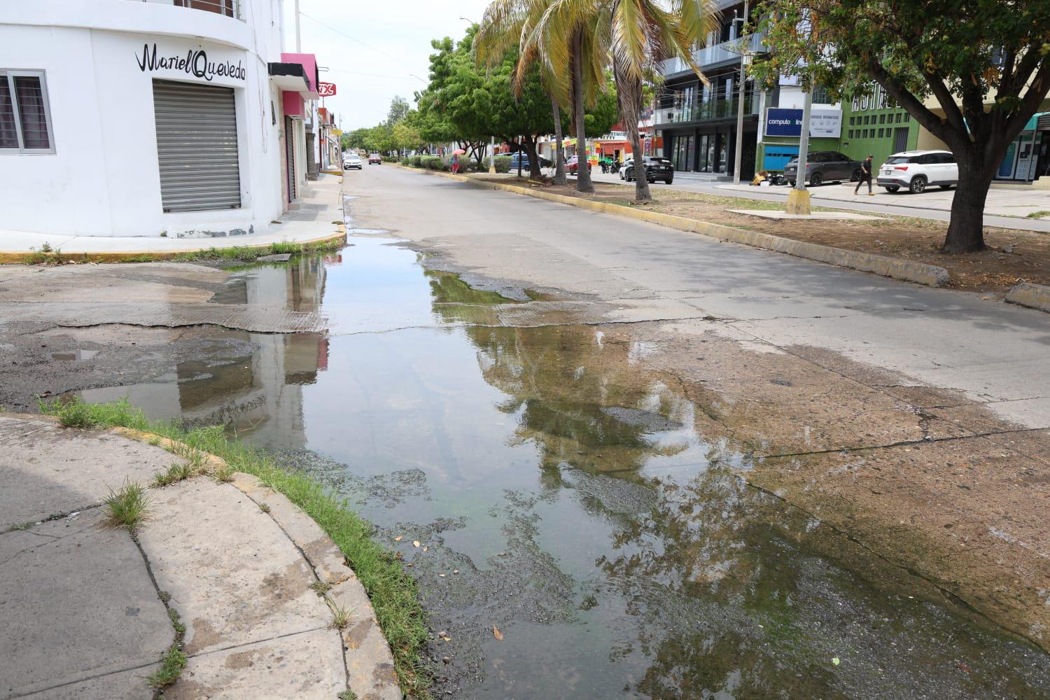 $!Exigen vecinos de la López Mateos, en Mazatlán solución a fugas de aguas negras