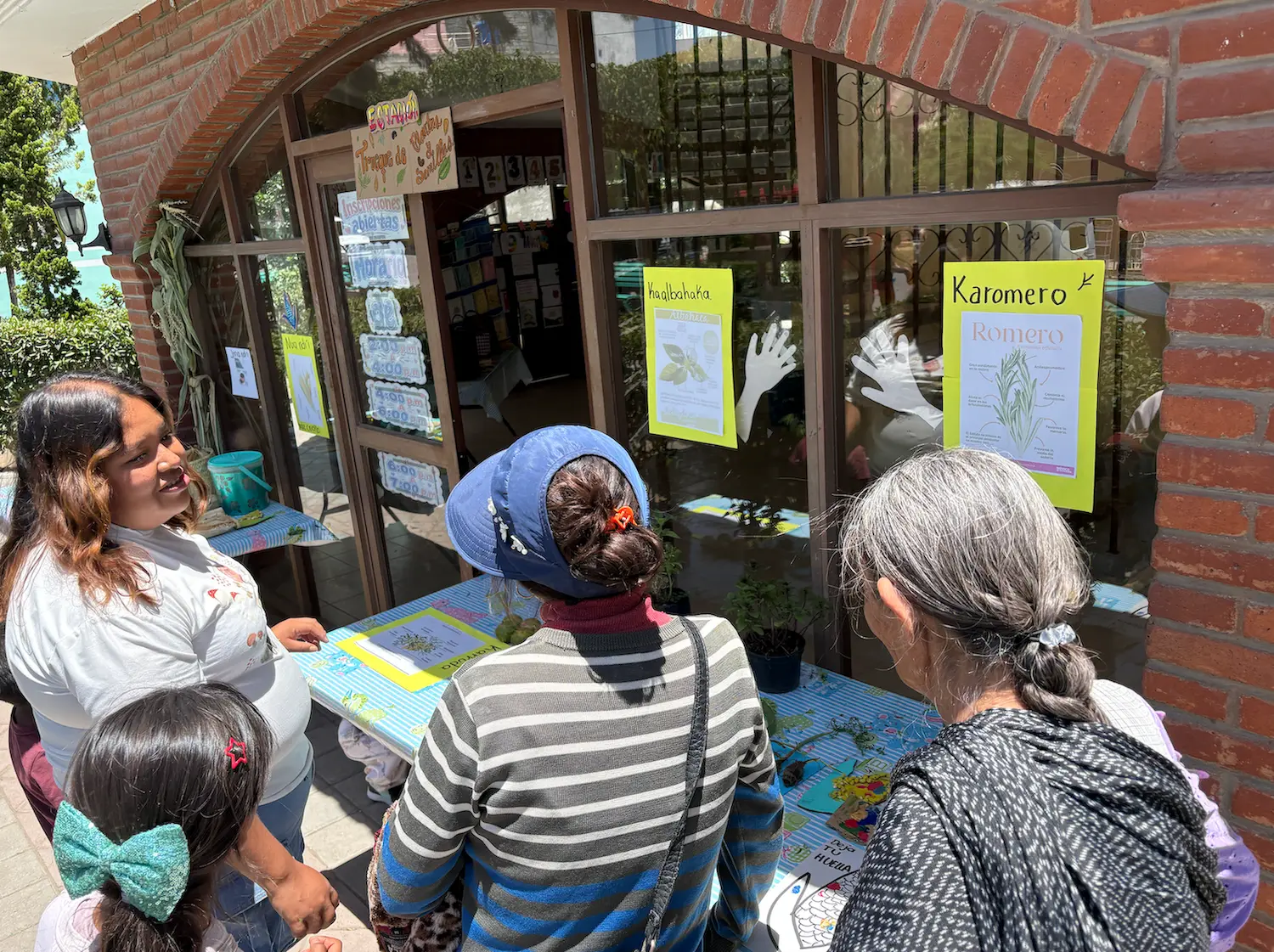 $!El Colectivo Jna Tsjo conversando junto a abuelas e infancias de la comunidad de San Marcos Tlacoyalco sobre la diversidad de plantas medicinales durante el Trueque de Plantas y Semillas.
