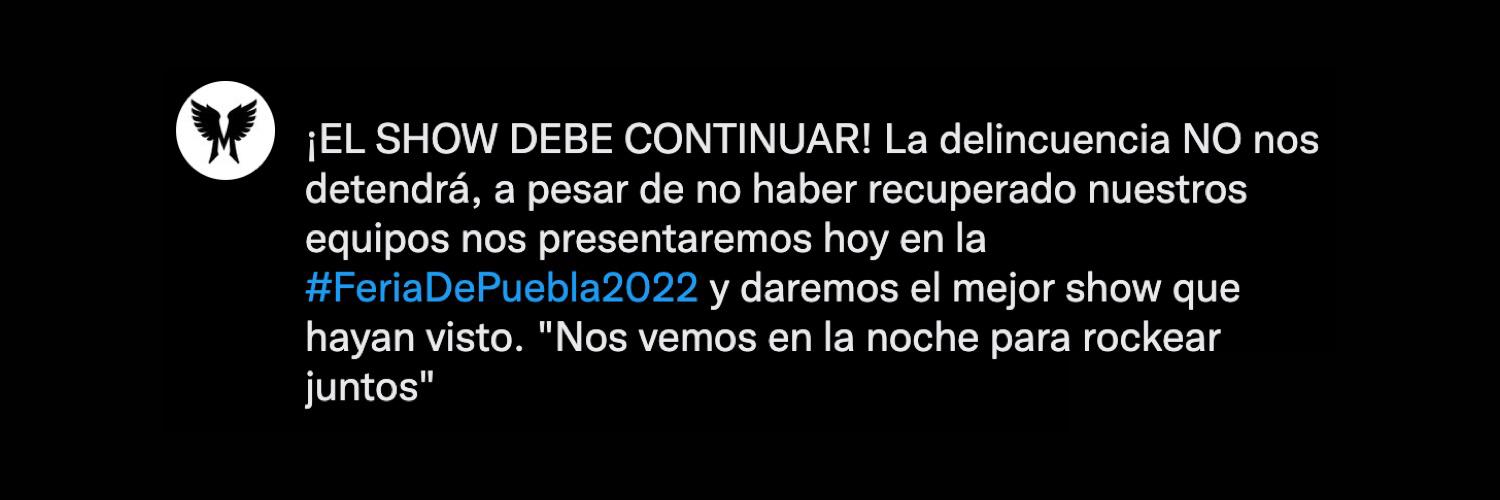 $!Denuncia Moderatto robo de equipo antes de su concierto en Puebla