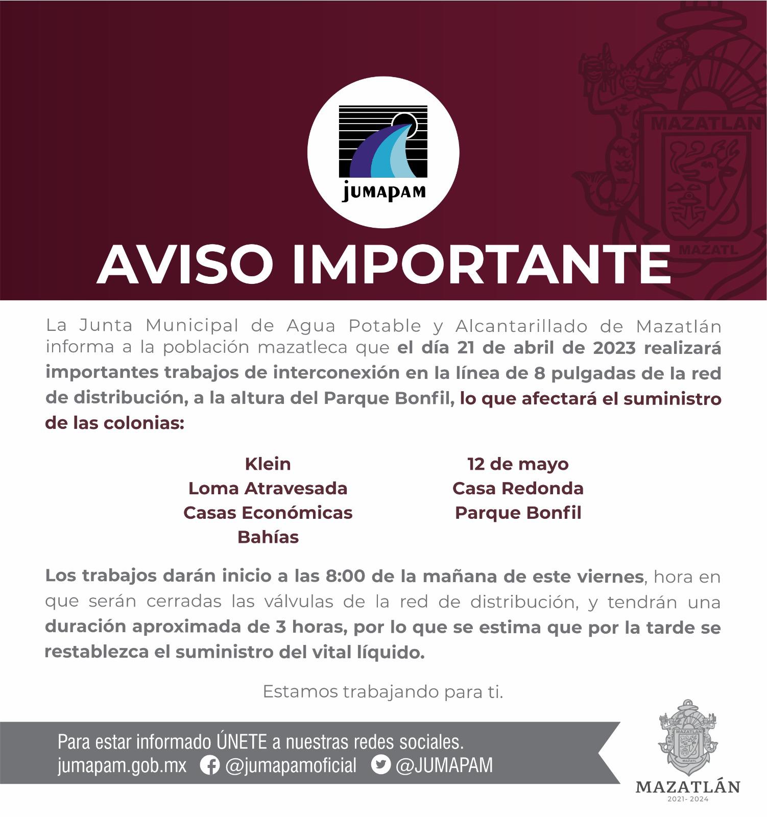 $!¡Prevéngase!; Se quedarán sin agua potable varias colonias este viernes