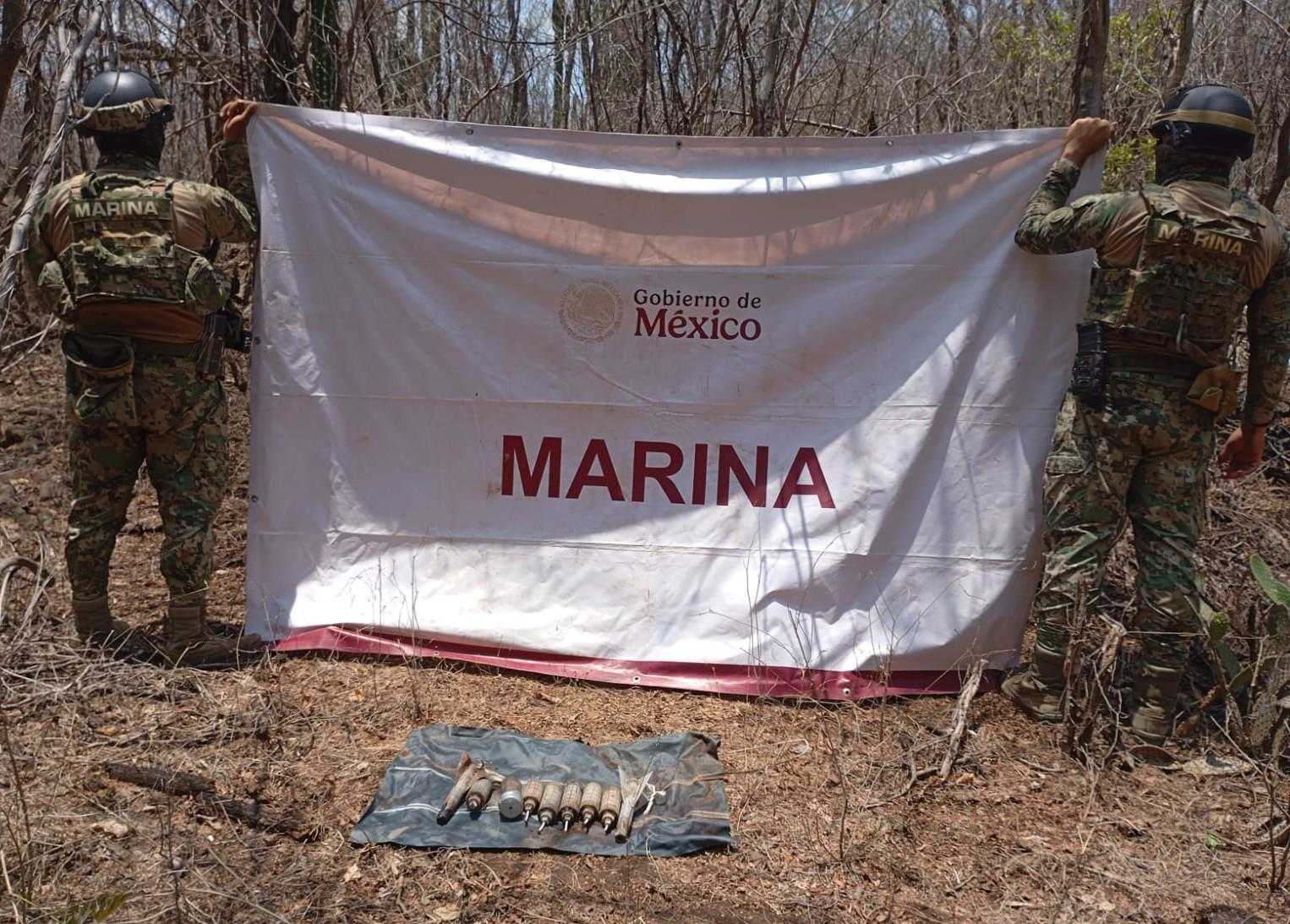 $!Marina localiza bolsa con municiones y explosivos en Mazatlán y San Ignacio