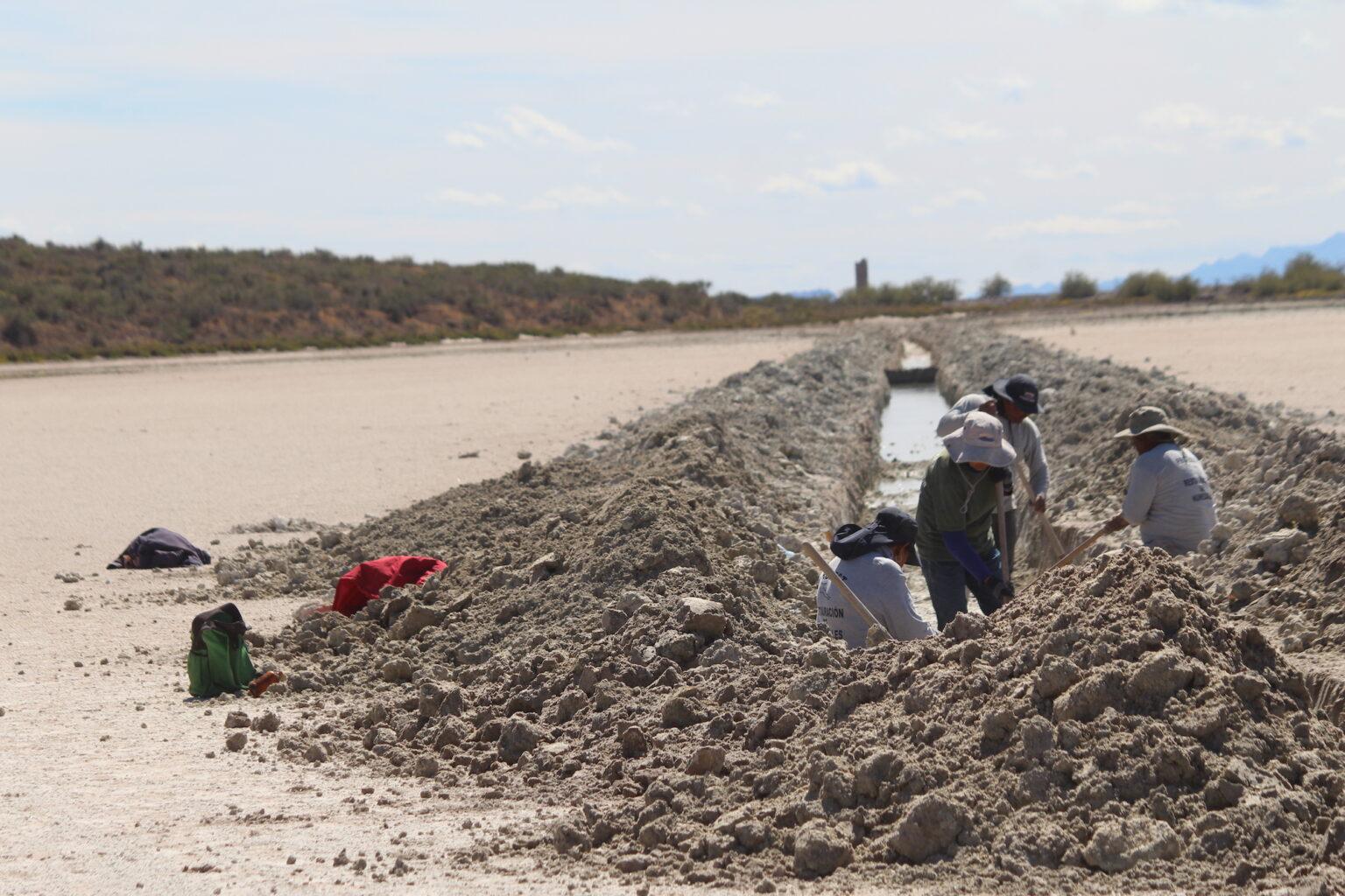 $!Equipo trabajando en el avance del canal principal.