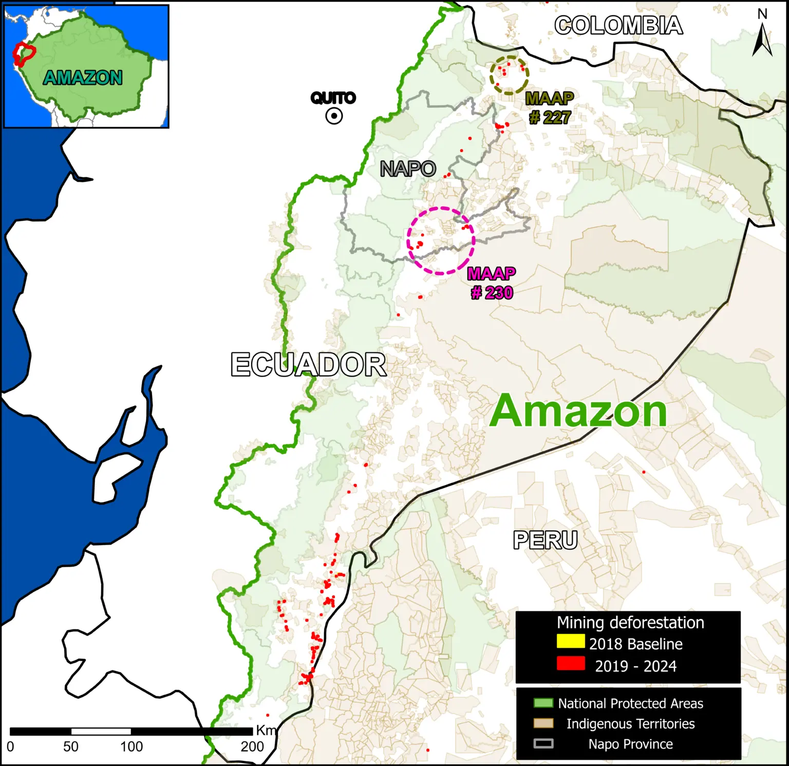 $!En Ecuador, la minería ilegal destruye un afluente del Amazonas y amenaza a una ciudad