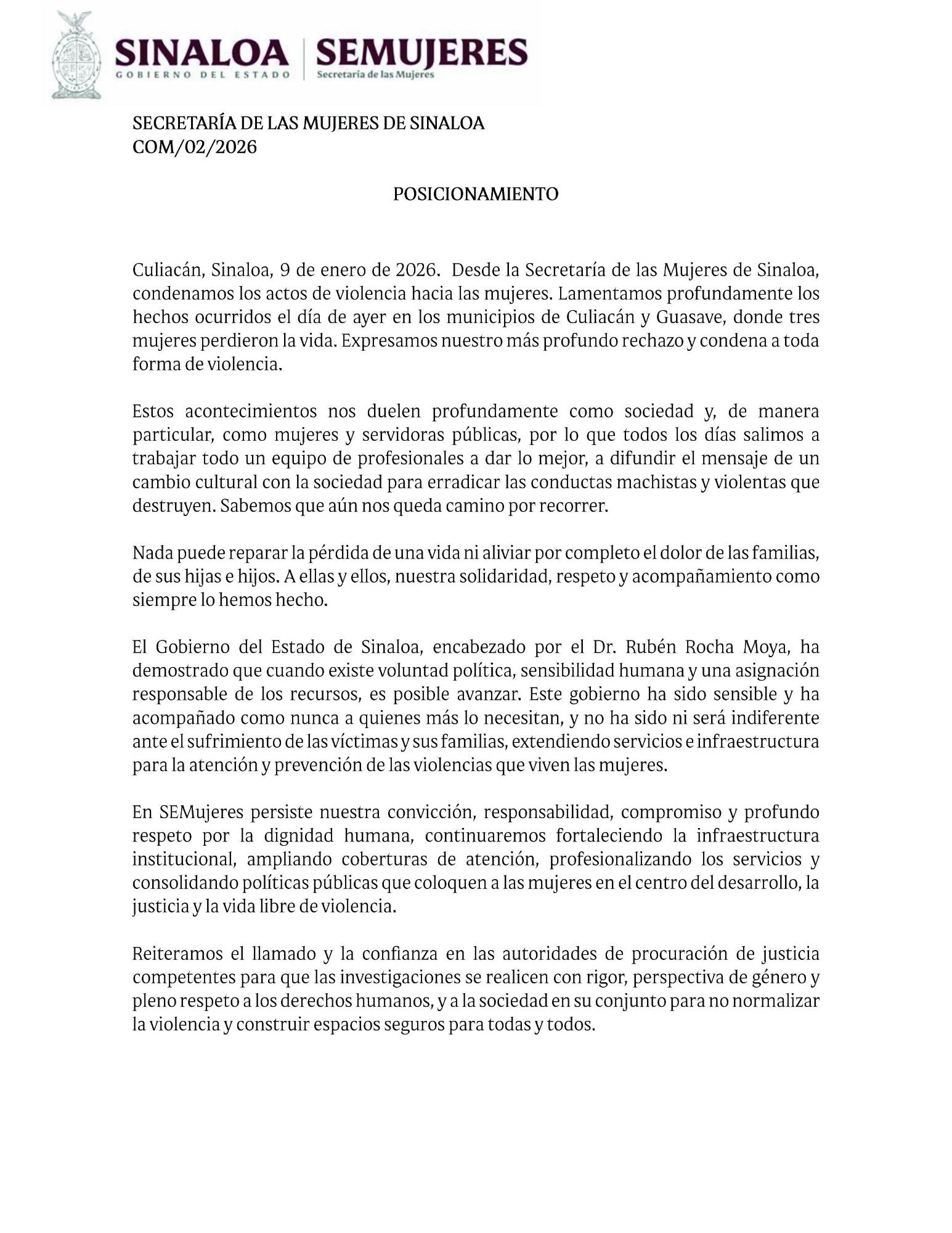 $!Lamenta Semujeres asesinato de tres mujeres en Sinaloa en un solo día