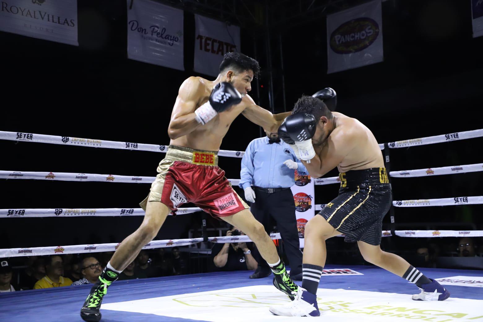 $!‘Veneno’ Aréchiga impone su sello en velada boxística Furia en el Ring