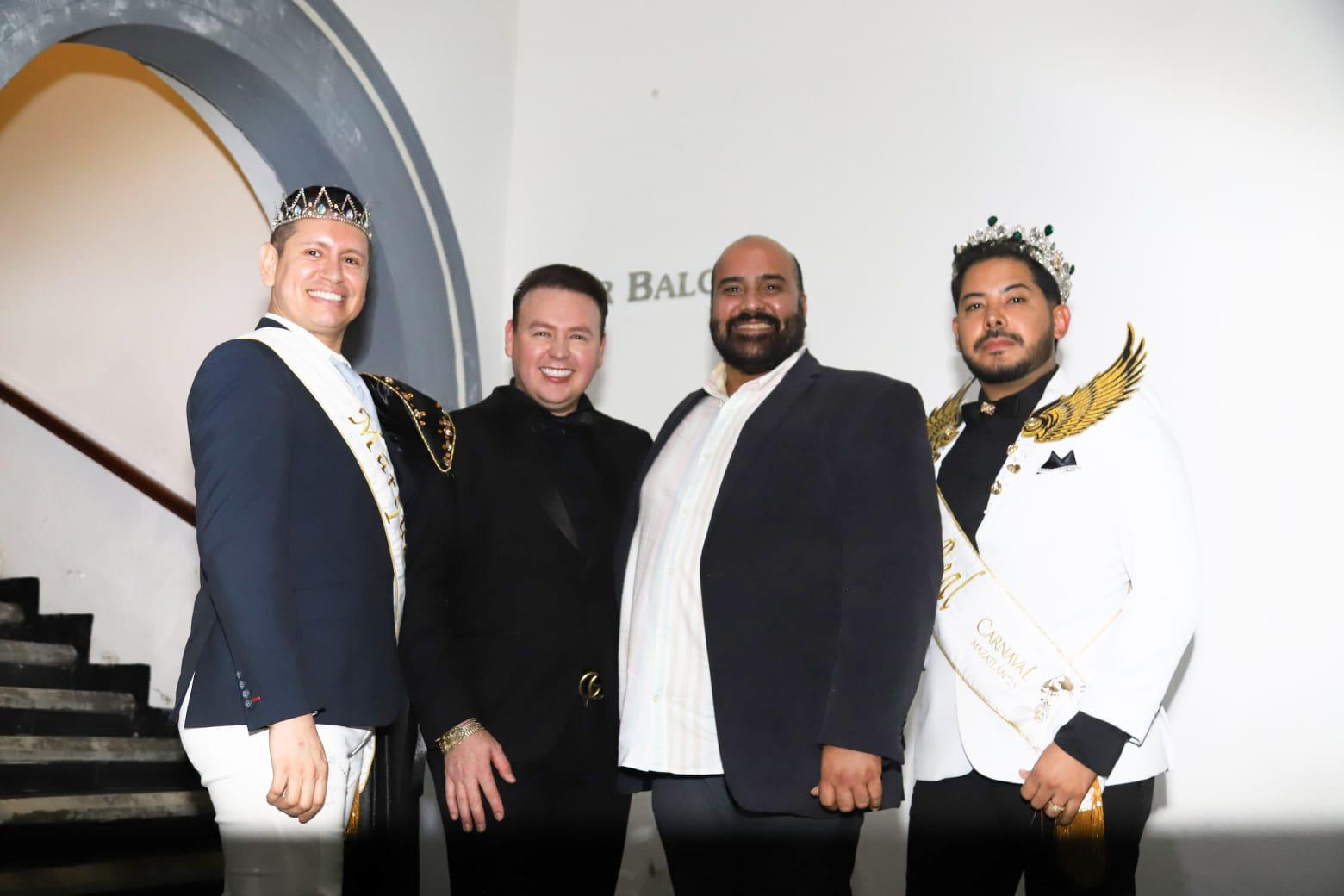 $!Roberto Sedano, Marqués del Carnaval 2025; Héctor Limón, Rey de la Alegría del Carnaval 2024; Tulio Martínez, Rey de la Alegría del Carnaval 2018 y Sergio Osuna, Príncipe del Carnaval 2025.