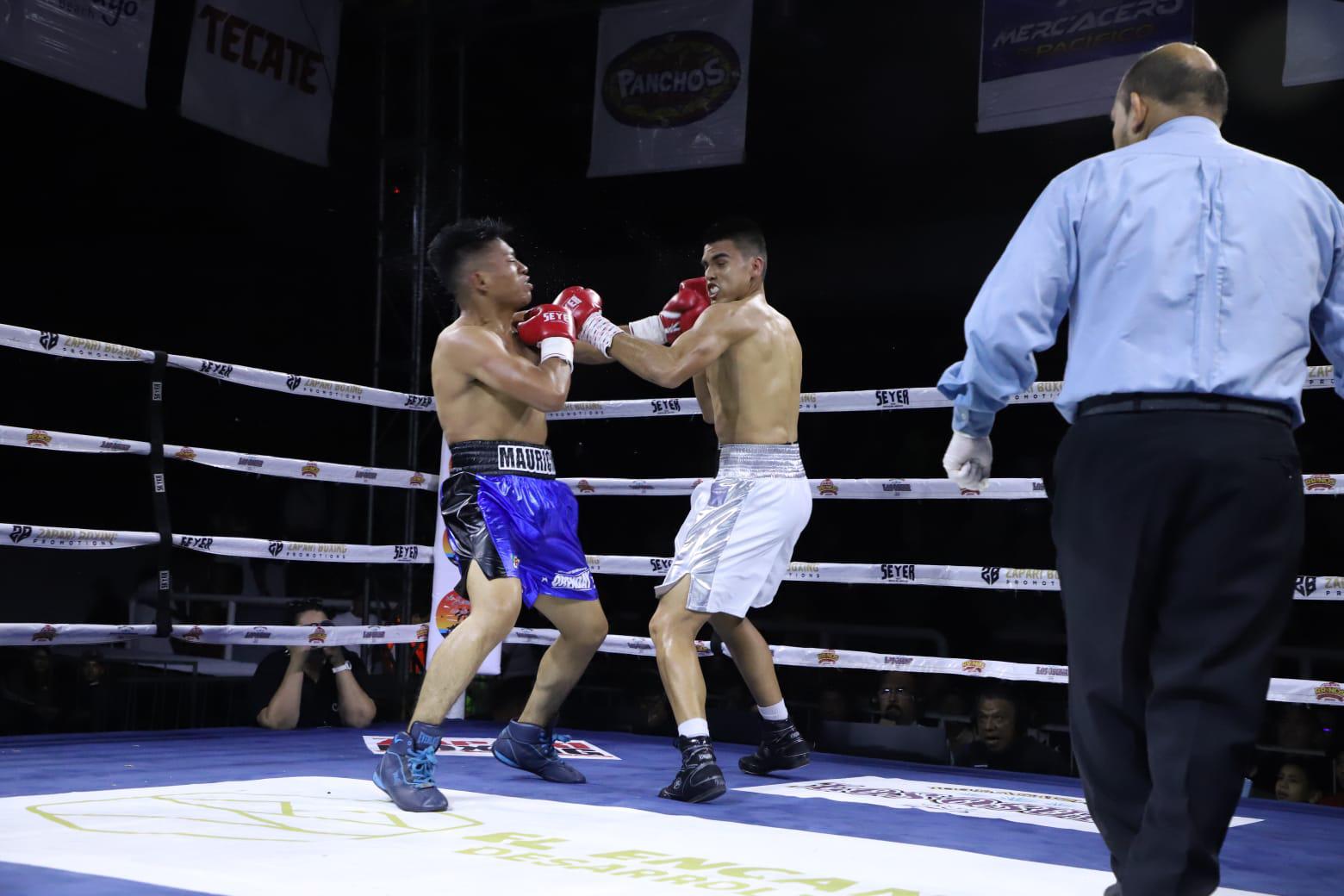 $!‘Veneno’ Aréchiga impone su sello en velada boxística Furia en el Ring