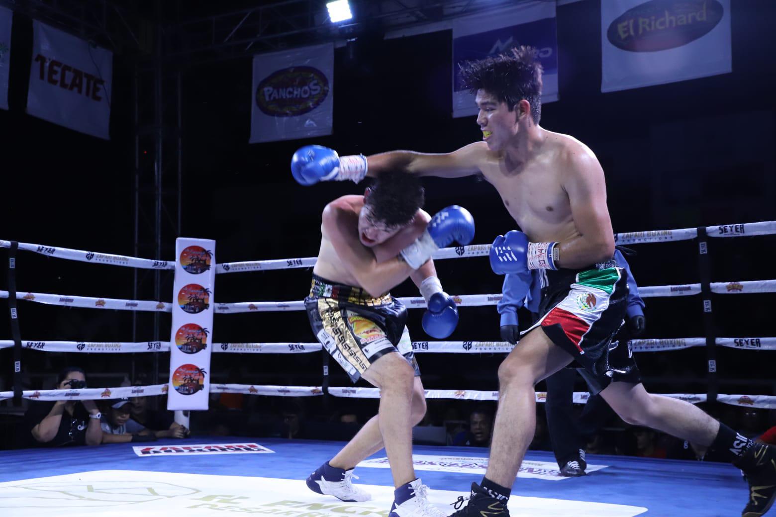 $!‘Veneno’ Aréchiga impone su sello en velada boxística Furia en el Ring