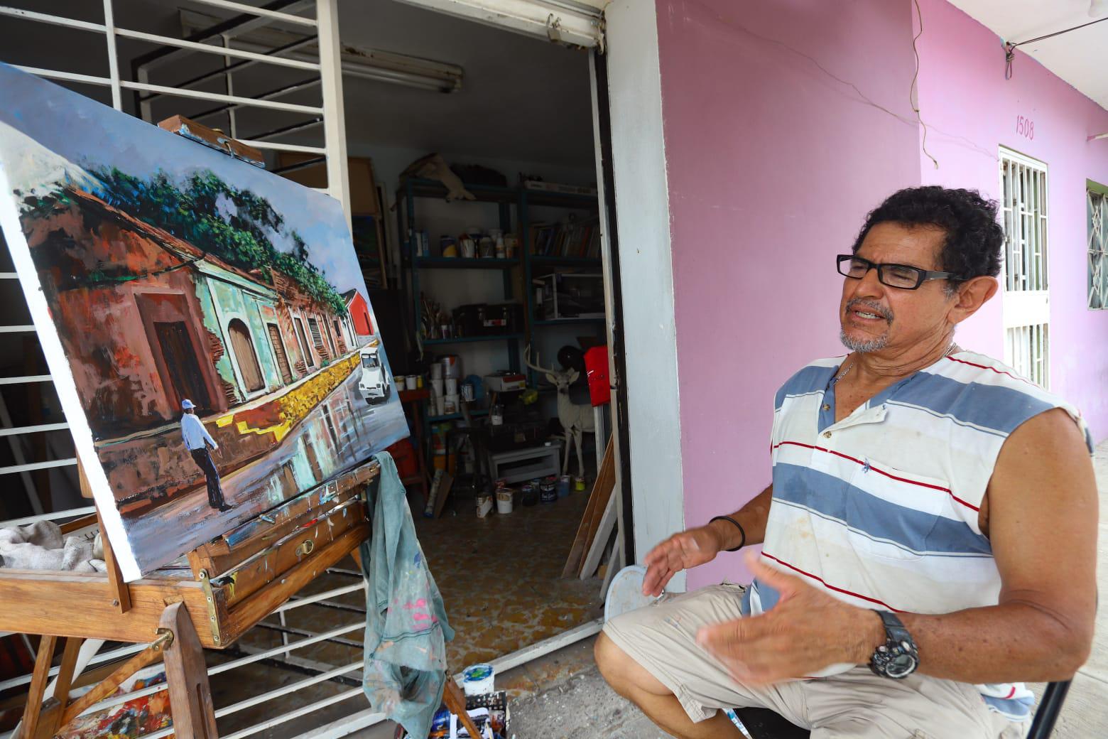 $!Andrés, un artista que plasma a través de las pinturas, los paisajes, las calles y atardeceres de Mazatlán