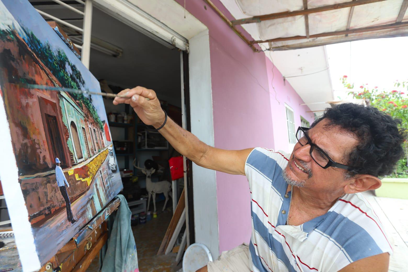 $!Andrés, un artista que plasma a través de las pinturas, los paisajes, las calles y atardeceres de Mazatlán