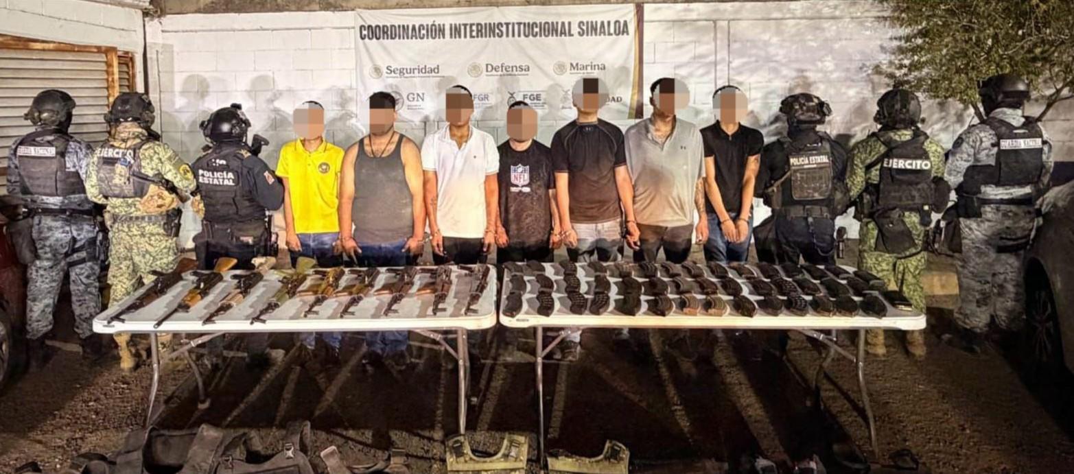 $!Detienen a nueve en el sector Valle Alto tras operativo de la Policía Estatal en Culiacán