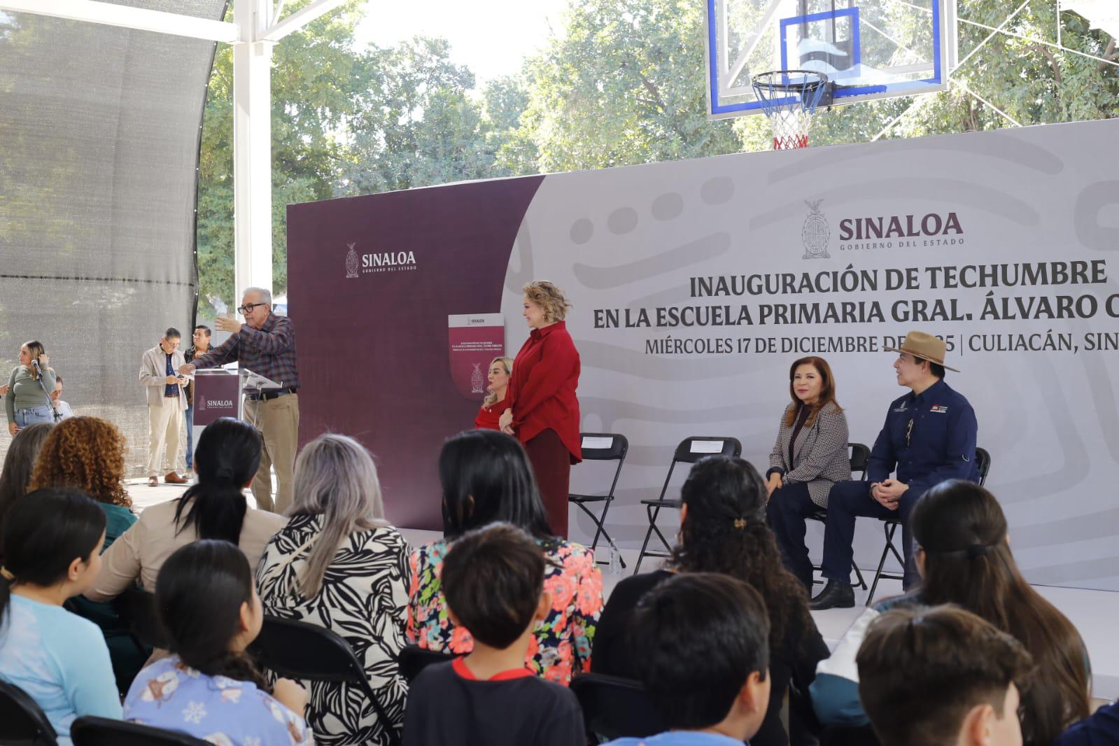 $!Infancias de Sinaloa lo merecen todo, dice Rocha al inaugurar infraestructura en primaria de Culiacán