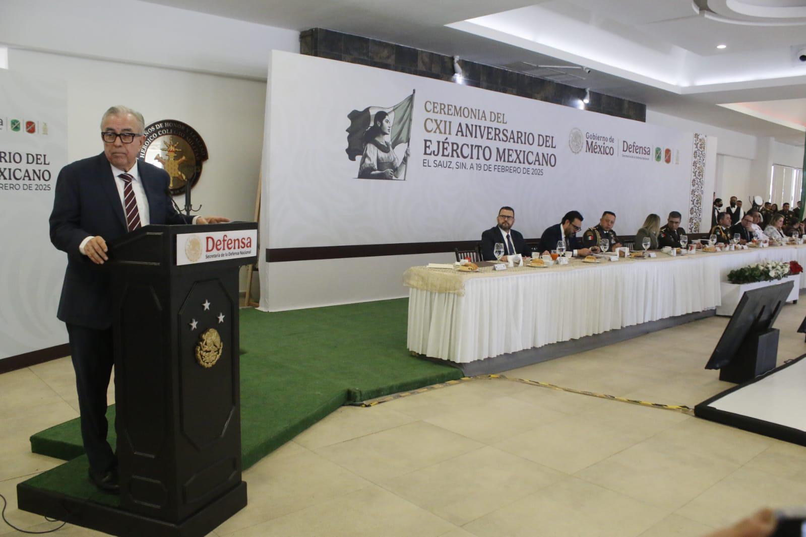 $!‘Ninguna fuerza puede transgredir el orden y quedar impune’, declara Rocha Moya en aniversario del Ejército