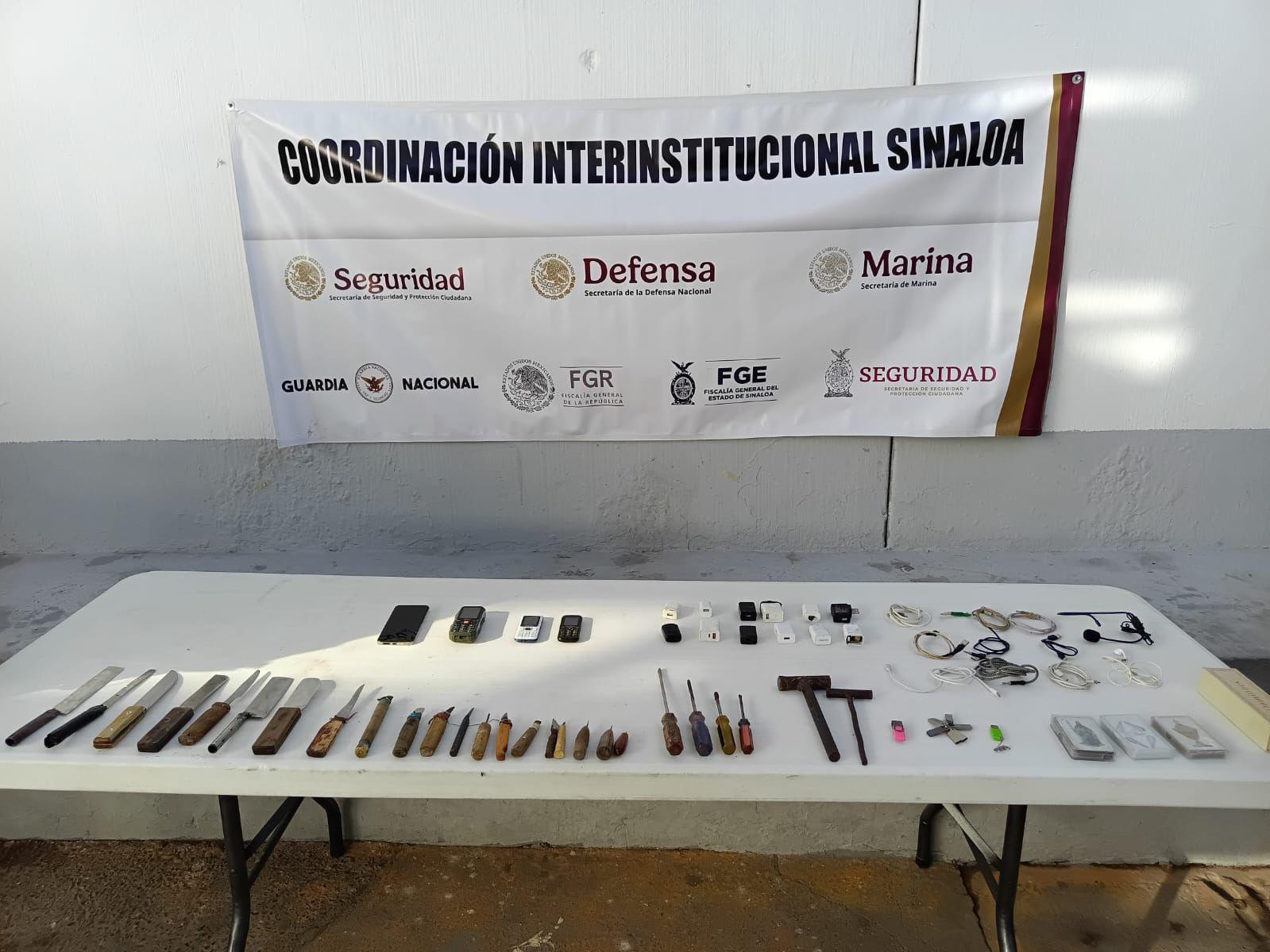 $!Aseguran celulares y armas blancas durante revisión en el penal Goros II, en Ahome