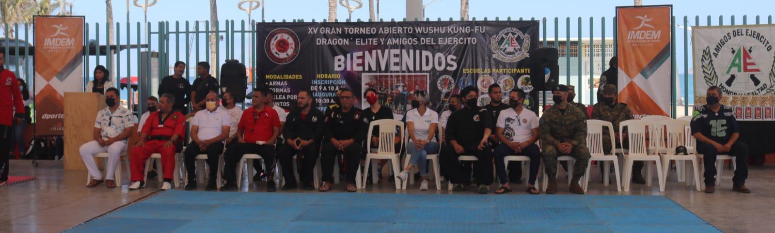 $!Inauguran en Mazatlán Gran Torneo Abierto Wushu Kunfu Dragon Élite Amigos del Ejército