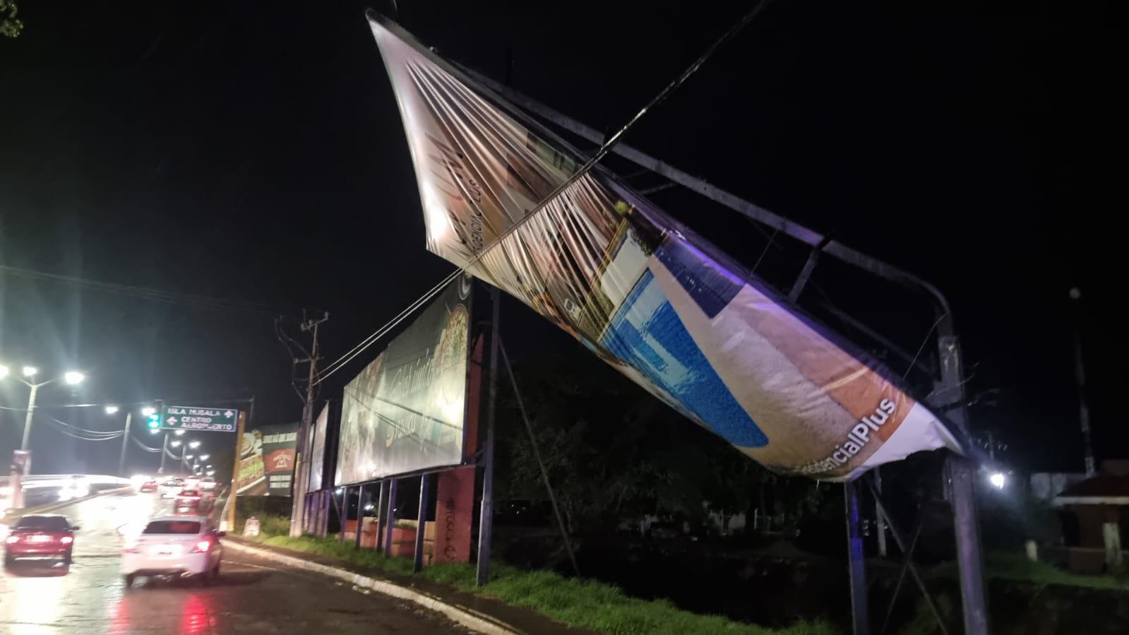 $!Caída de árboles y espectaculares dejan daños tras lluvias en Culiacán