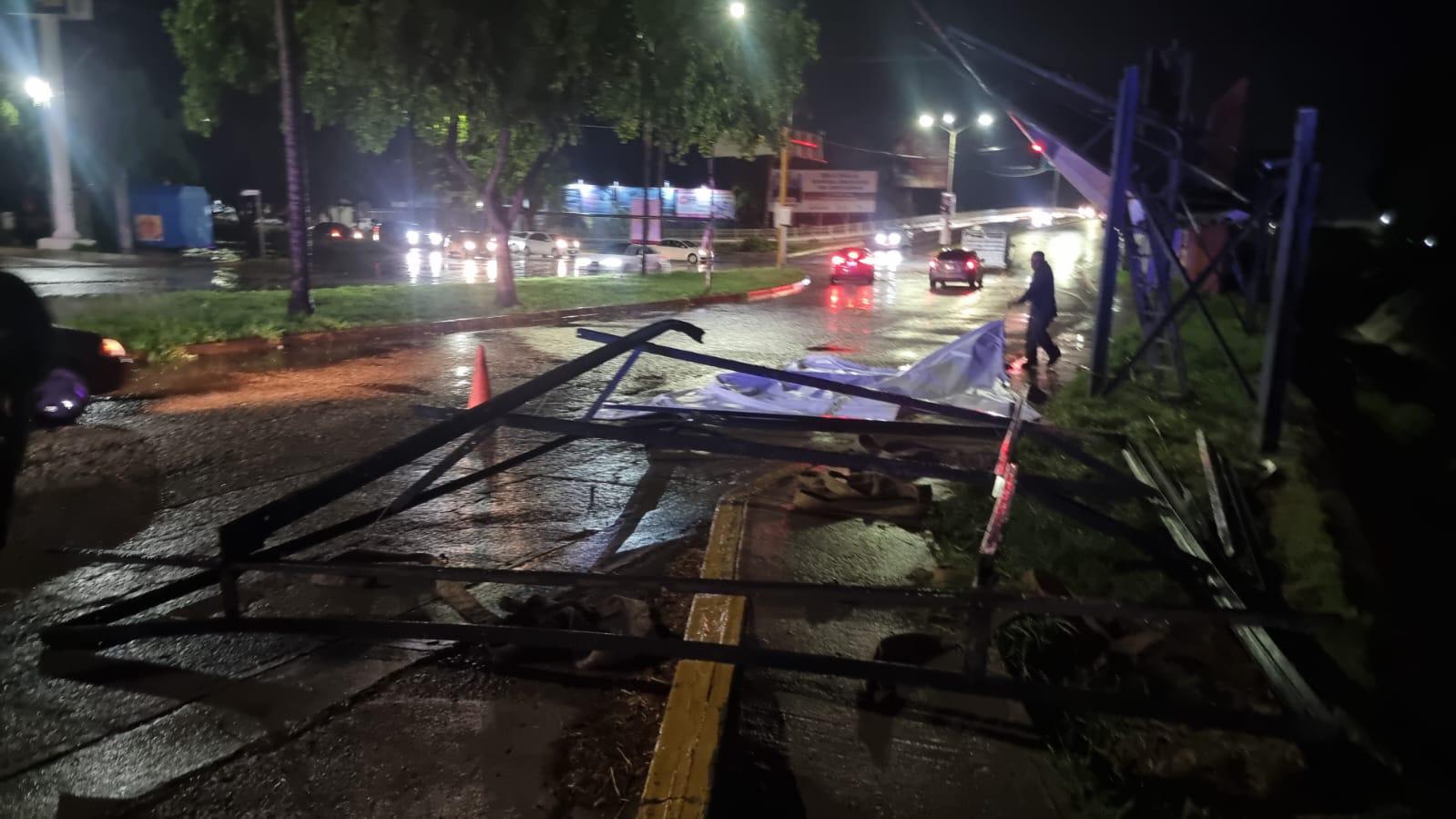 $!Caída de árboles y espectaculares dejan daños tras lluvias en Culiacán