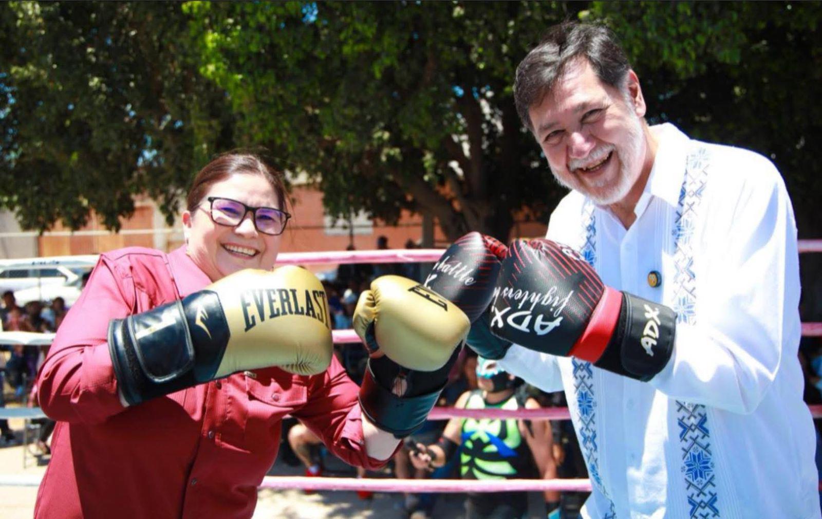 $!Villa Juárez recibe jornada deportiva ‘Un Golpe por la Paz’ con Imelda Castro y Fernández Noroña