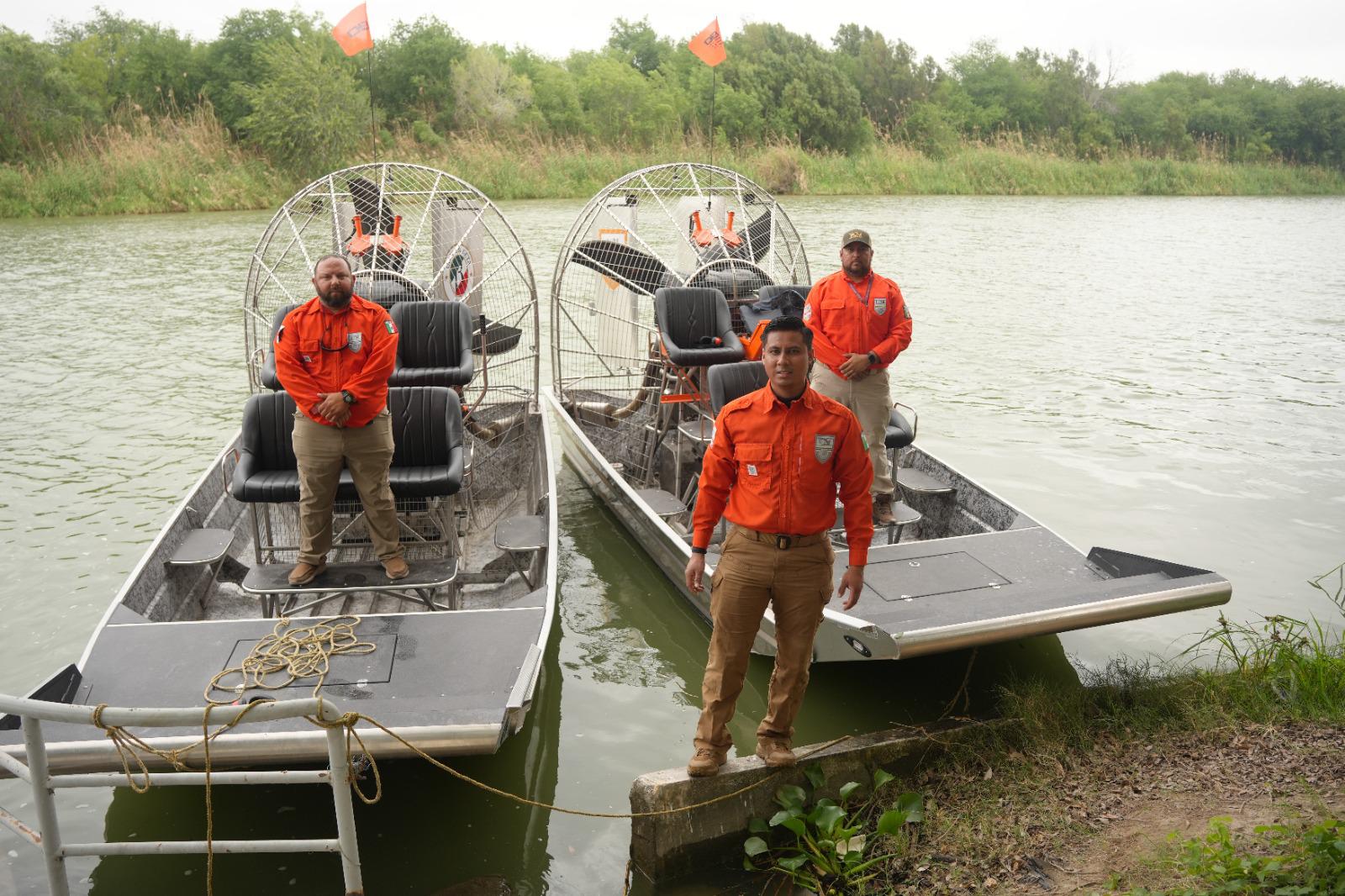 $!Dona Estados Unidos equipos de aerobotes a Migración para fortalecer rescates humanitarios en río Bravo