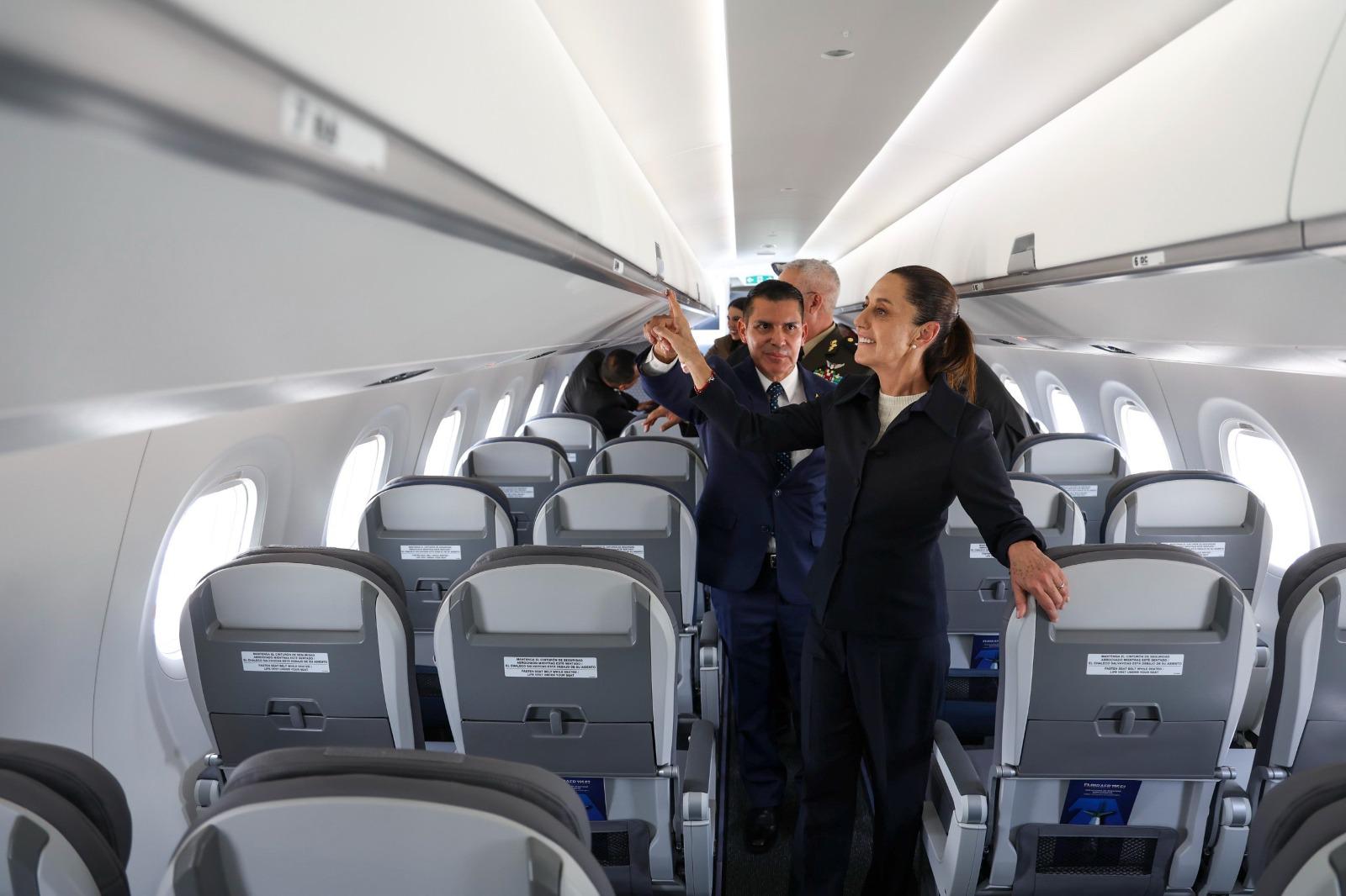 $!Recibe Sheinbaum primera de 20 aeronaves Embraer E195-E2 para Mexicana de Aviación