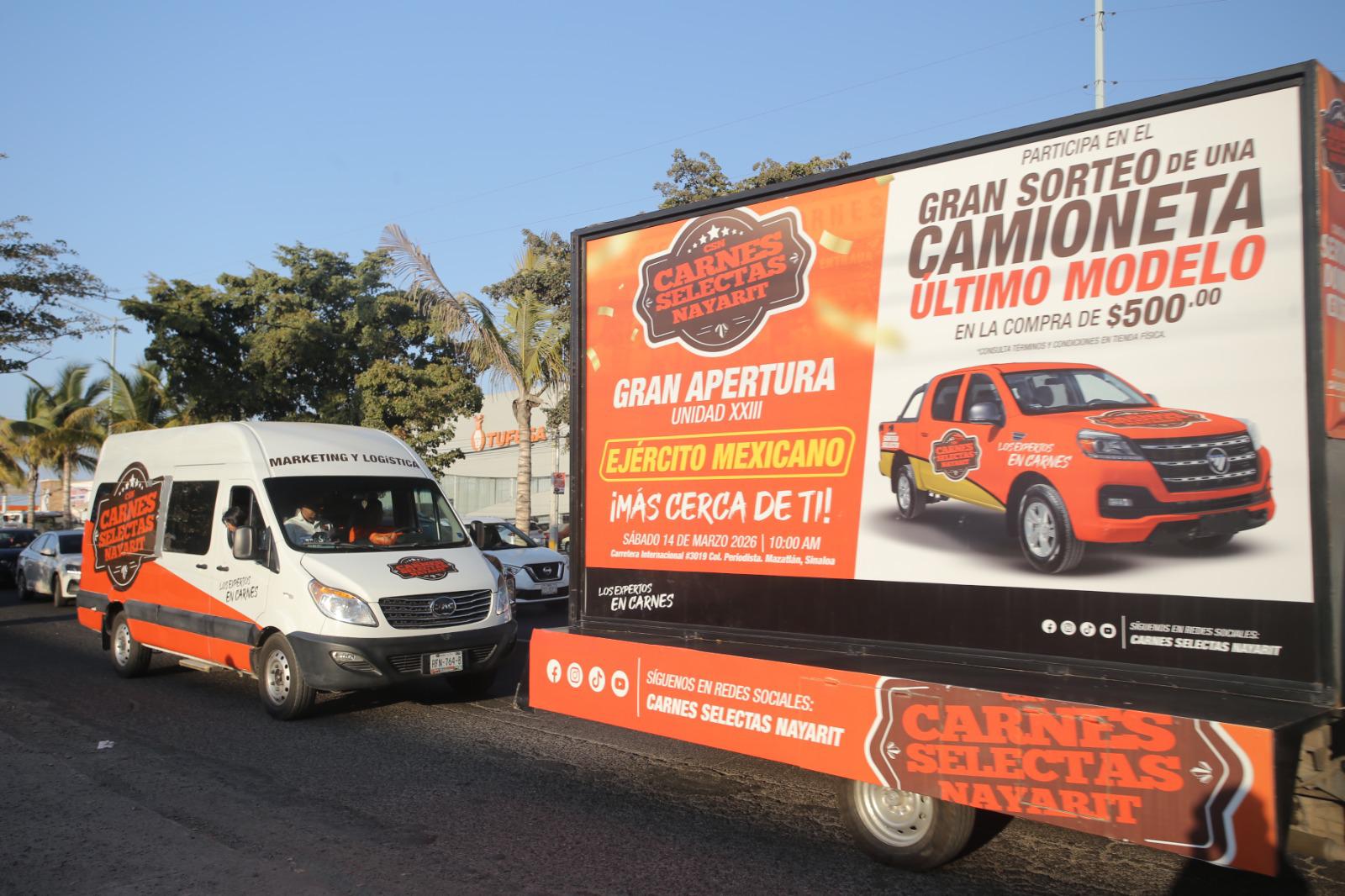 $!Caravana anuncia apertura de nueva sucursal de Carnes Selectas Nayarit en Mazatlán