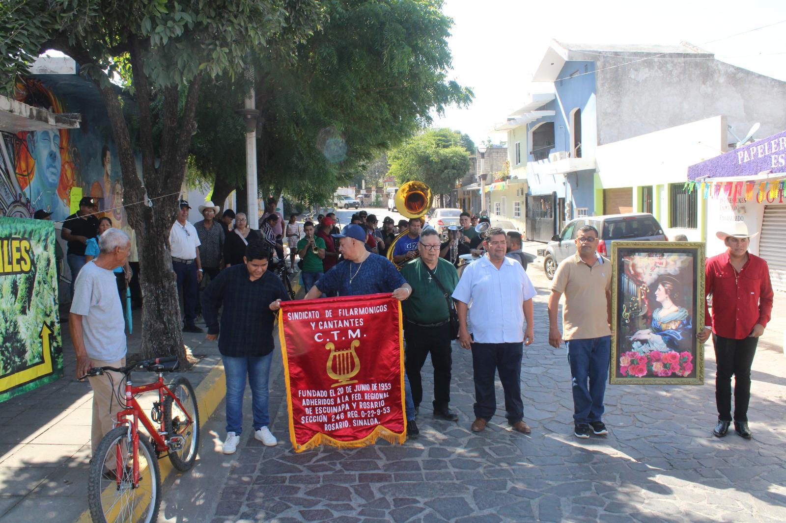 $!Músicos de Rosario celebran a Santa Cecilia con procesión y misa; le piden que haya trabajo