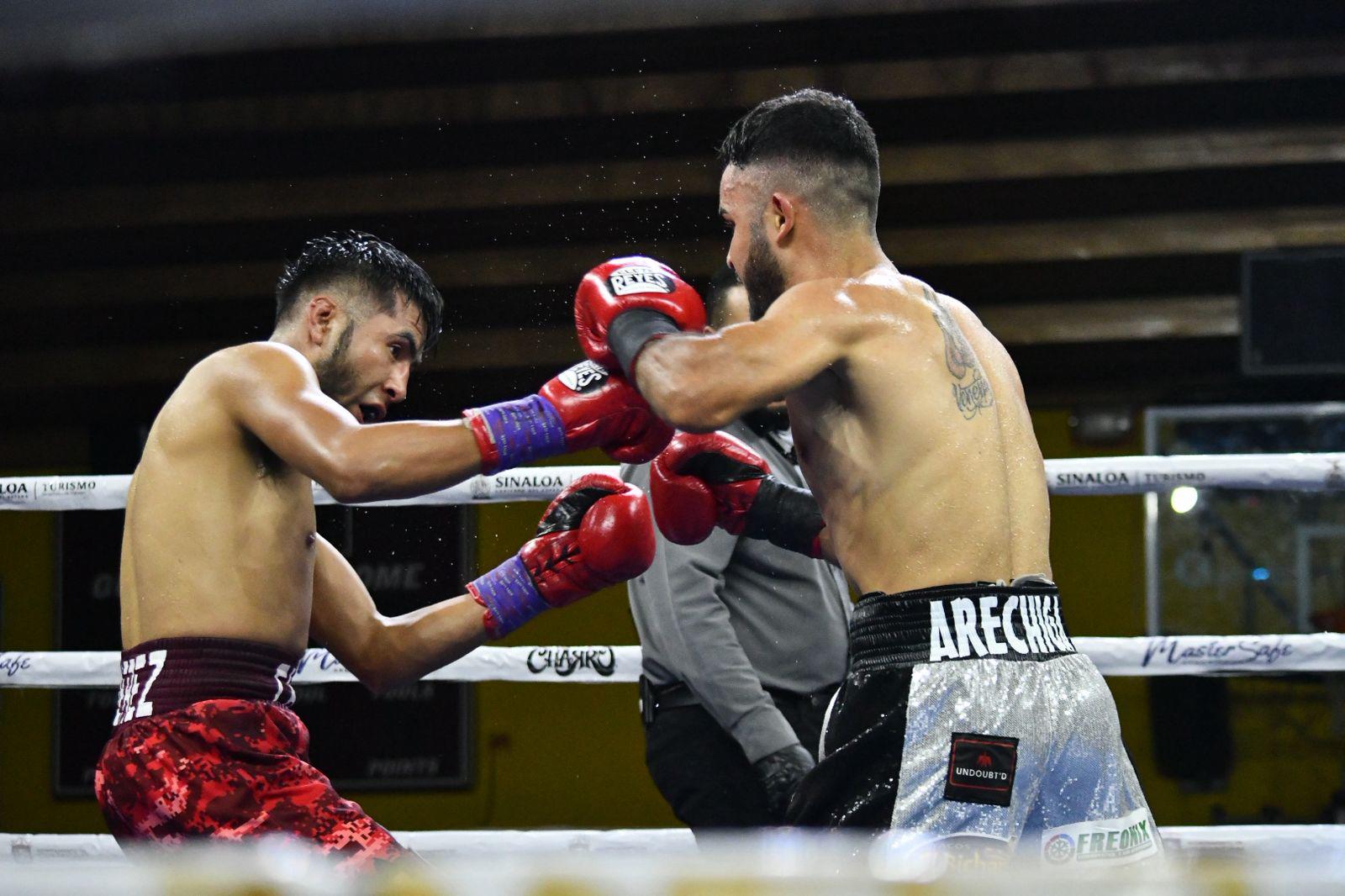 $!‘Veneno’ Aréchiga noquea en el séptimo asalto y enciende la noche de boxeo en Culiacán