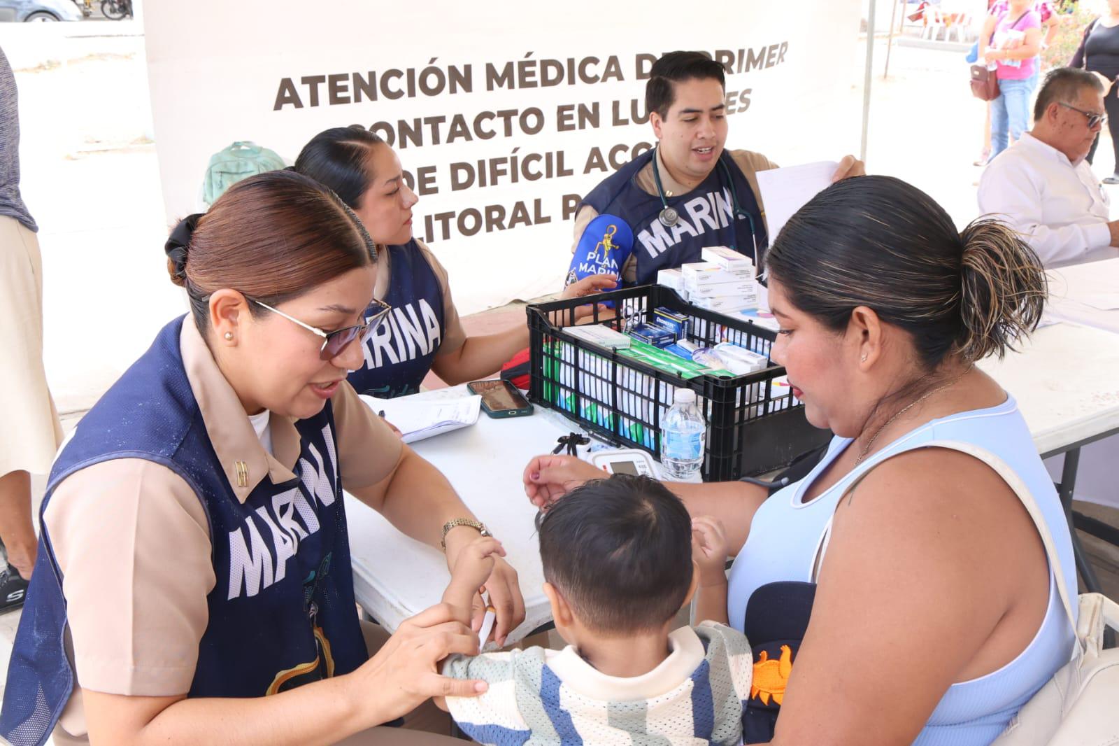 $!Secretaría de Marina lleva jornada de atención médica de primer contacto a Urías