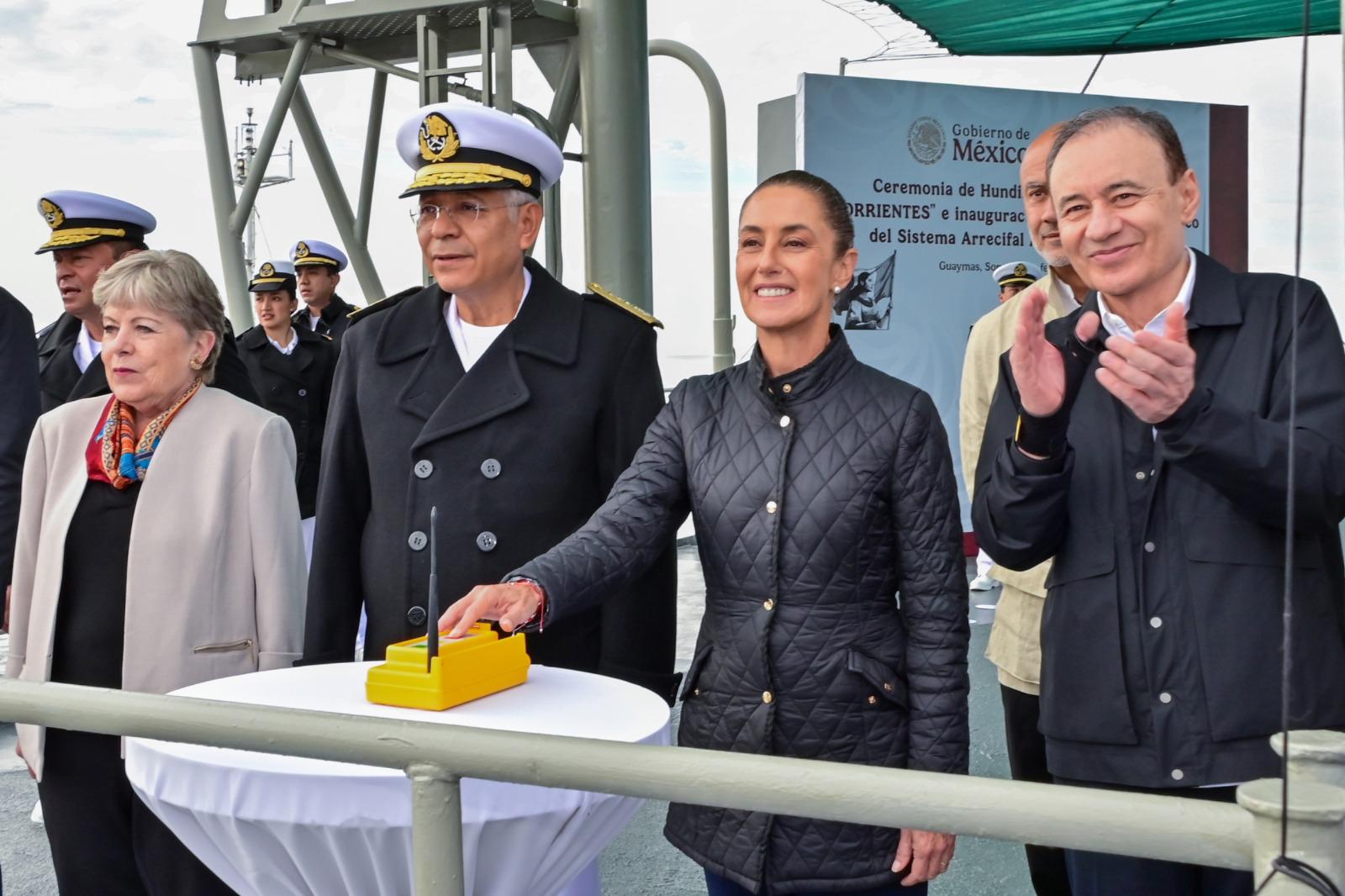 $!Sheinbaum inaugura Museo Subacuático en San Carlos