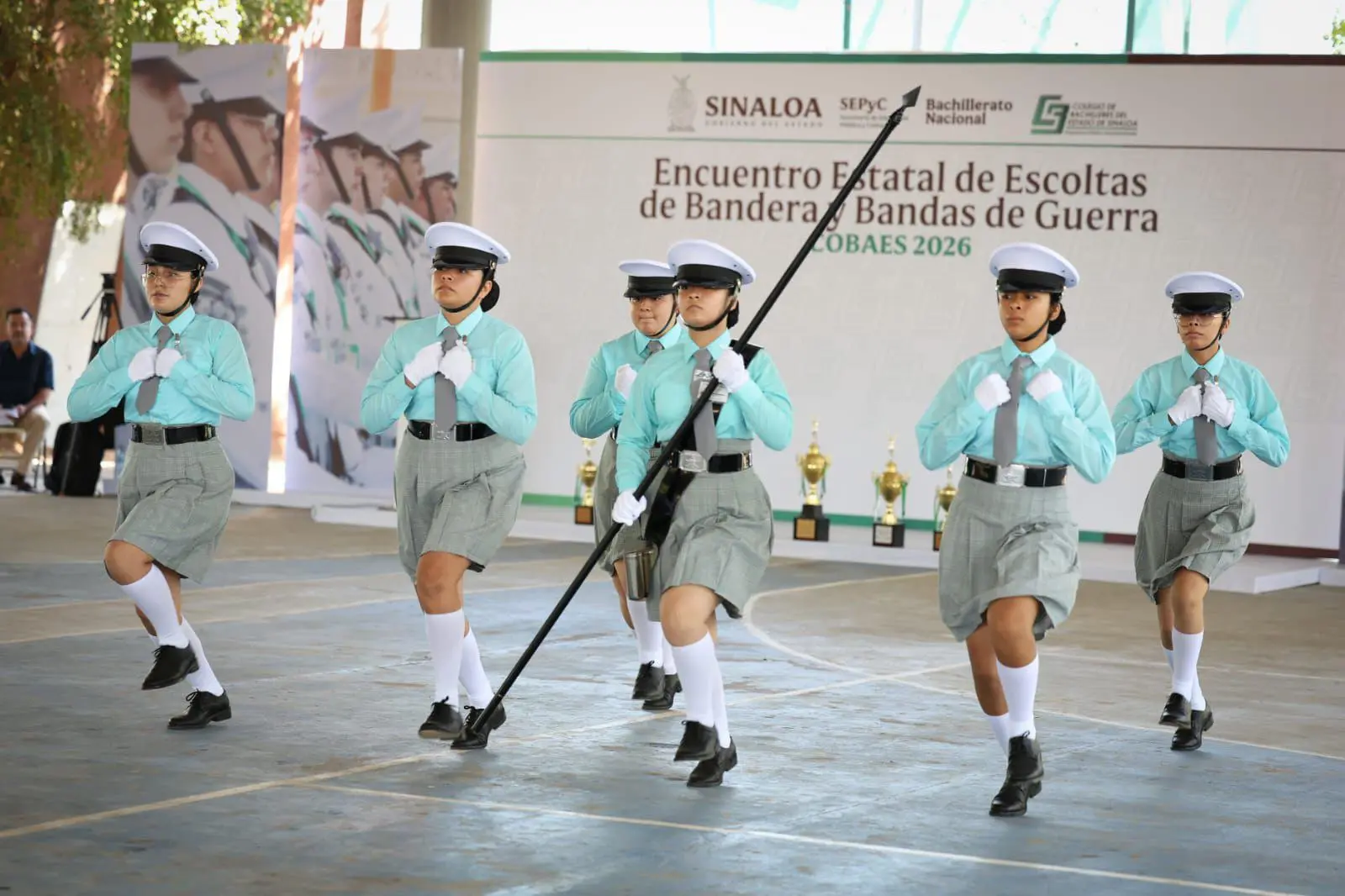 $!Escuinapa y Estación Naranjo triunfan en Encuentro Estatal de Escoltas y Bandas de Guerra Cobaes 2026