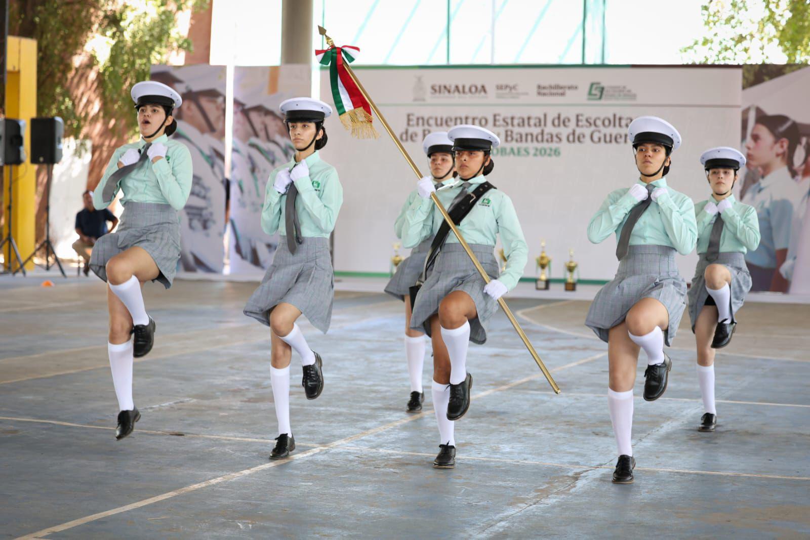 $!Escuinapa y Estación Naranjo triunfan en Encuentro Estatal de Escoltas y Bandas de Guerra Cobaes 2026