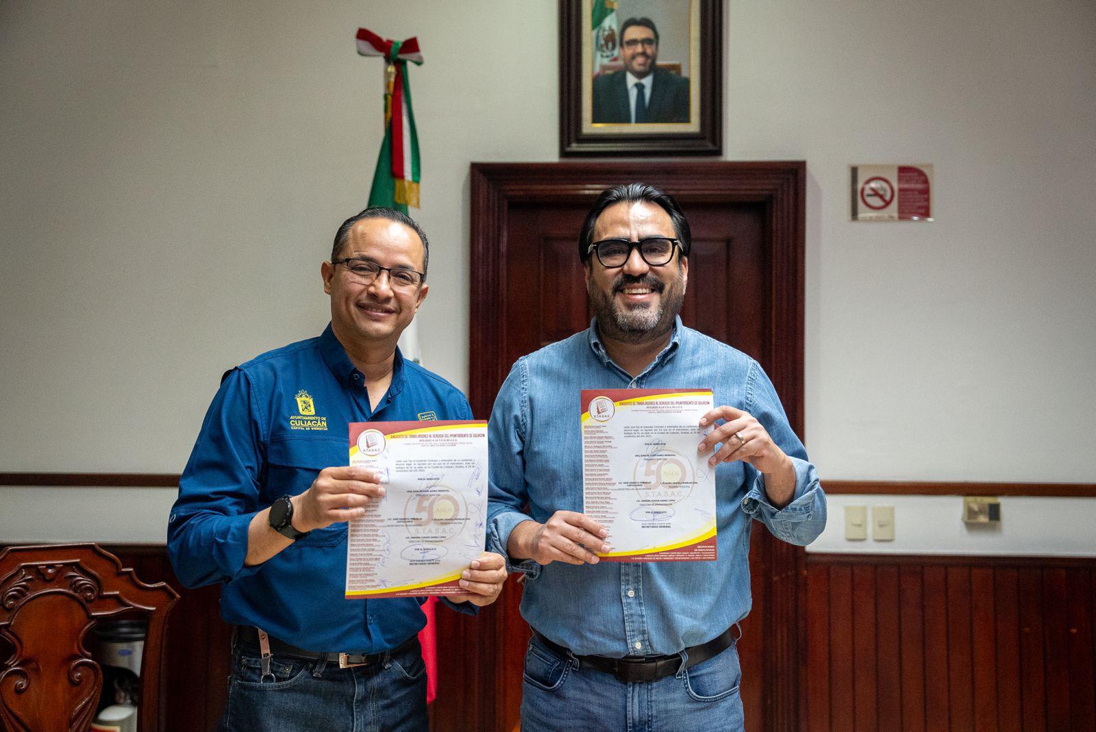 $!Firman Gobierno de Culiacán y Stasac contrato colectivo con un 7% de aumento para trabajadores
