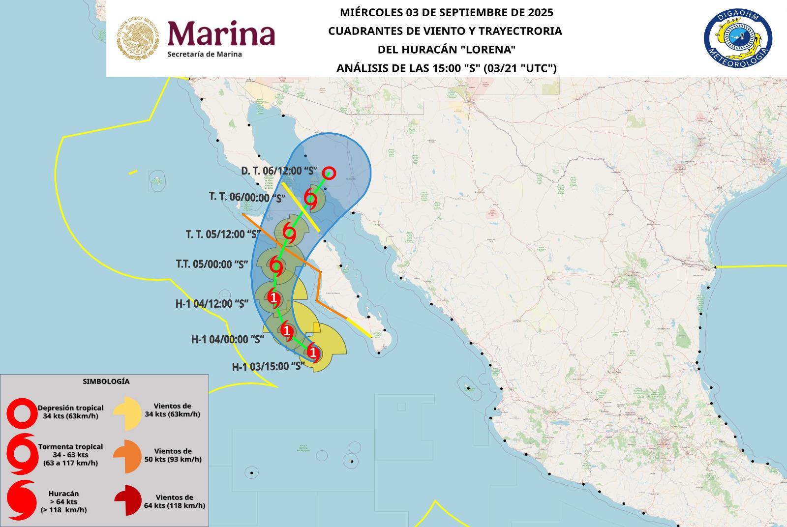 $!Activan Plan Marina en fase de prevención en el noroeste de México por el huracán Lorena