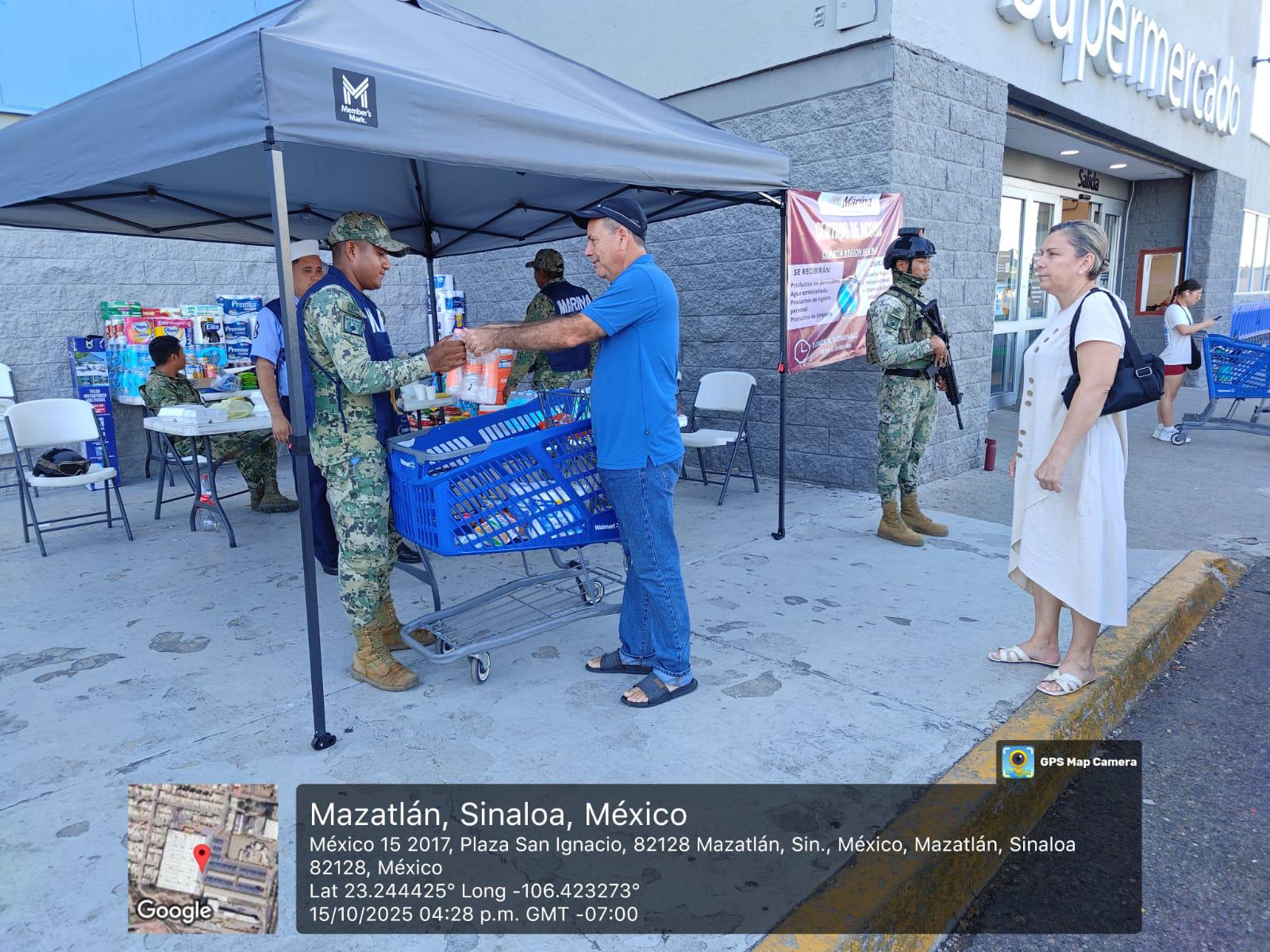 $!Envía Semar despensas donadas por mazatlecos en apoyo a damnificados por lluvias en México